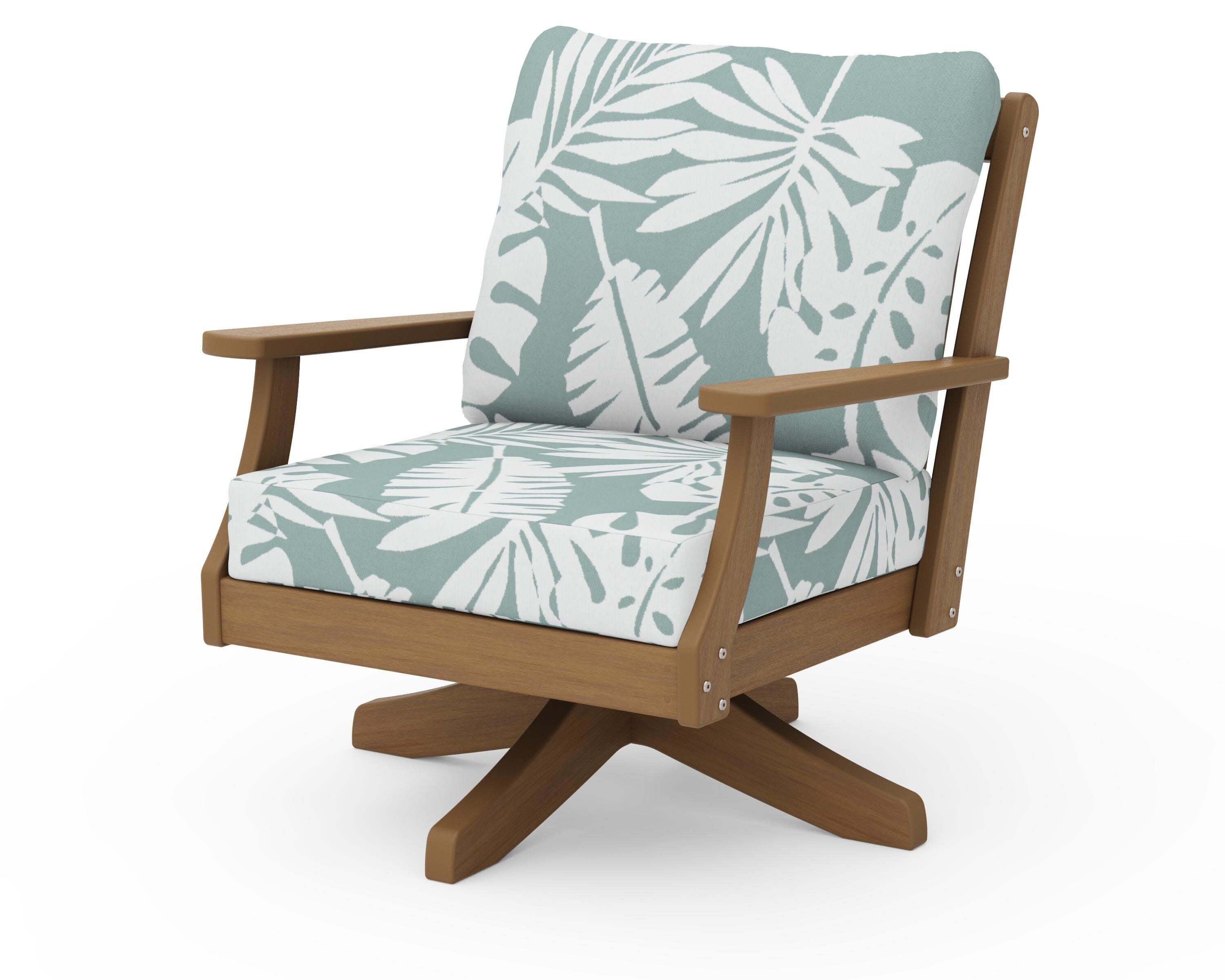 Braxton Deep Seating Swivel Chair in Natural / Leaf Glacier Spa