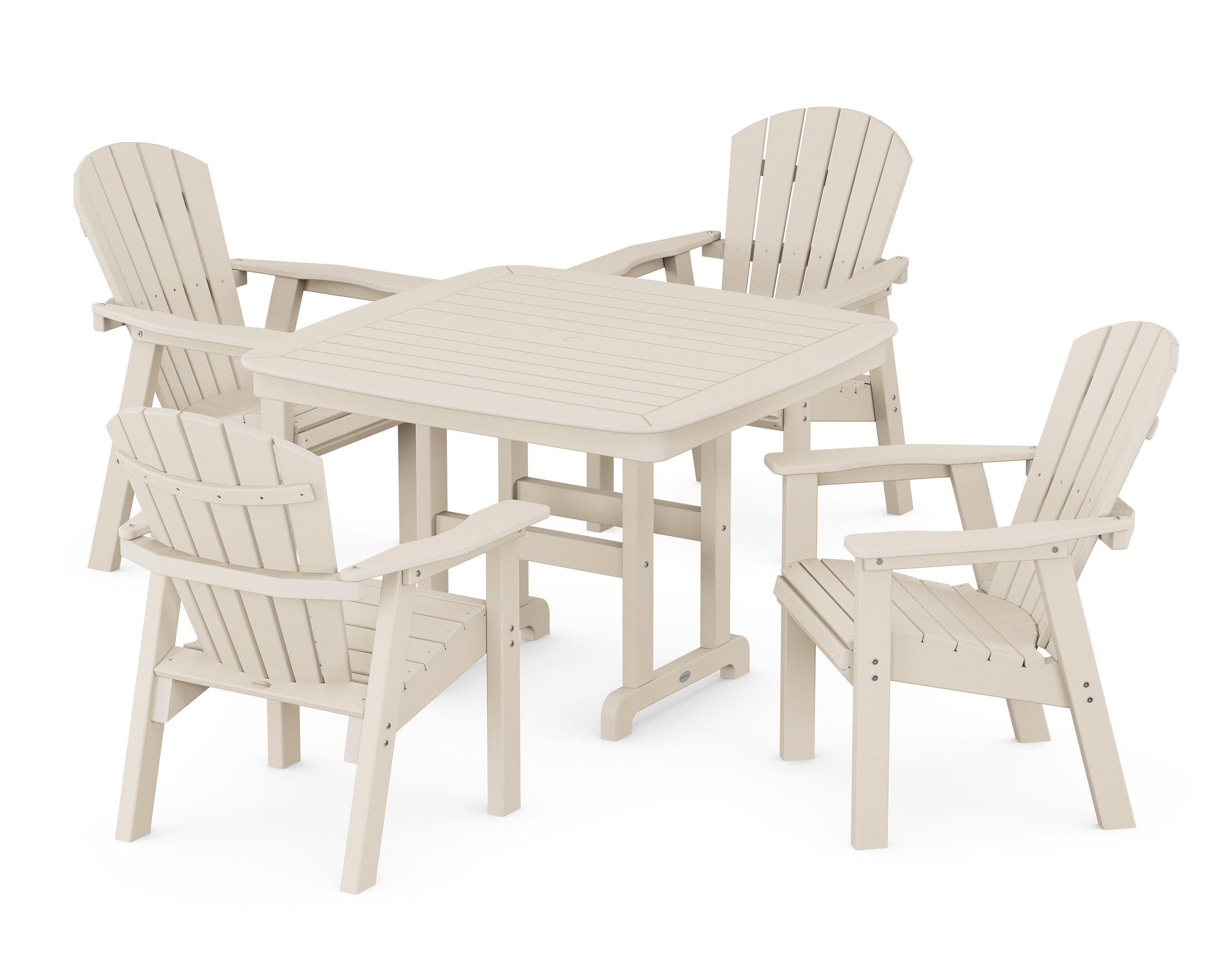 Seashell 5-Piece Dining Set with Trestle Legs in Sand