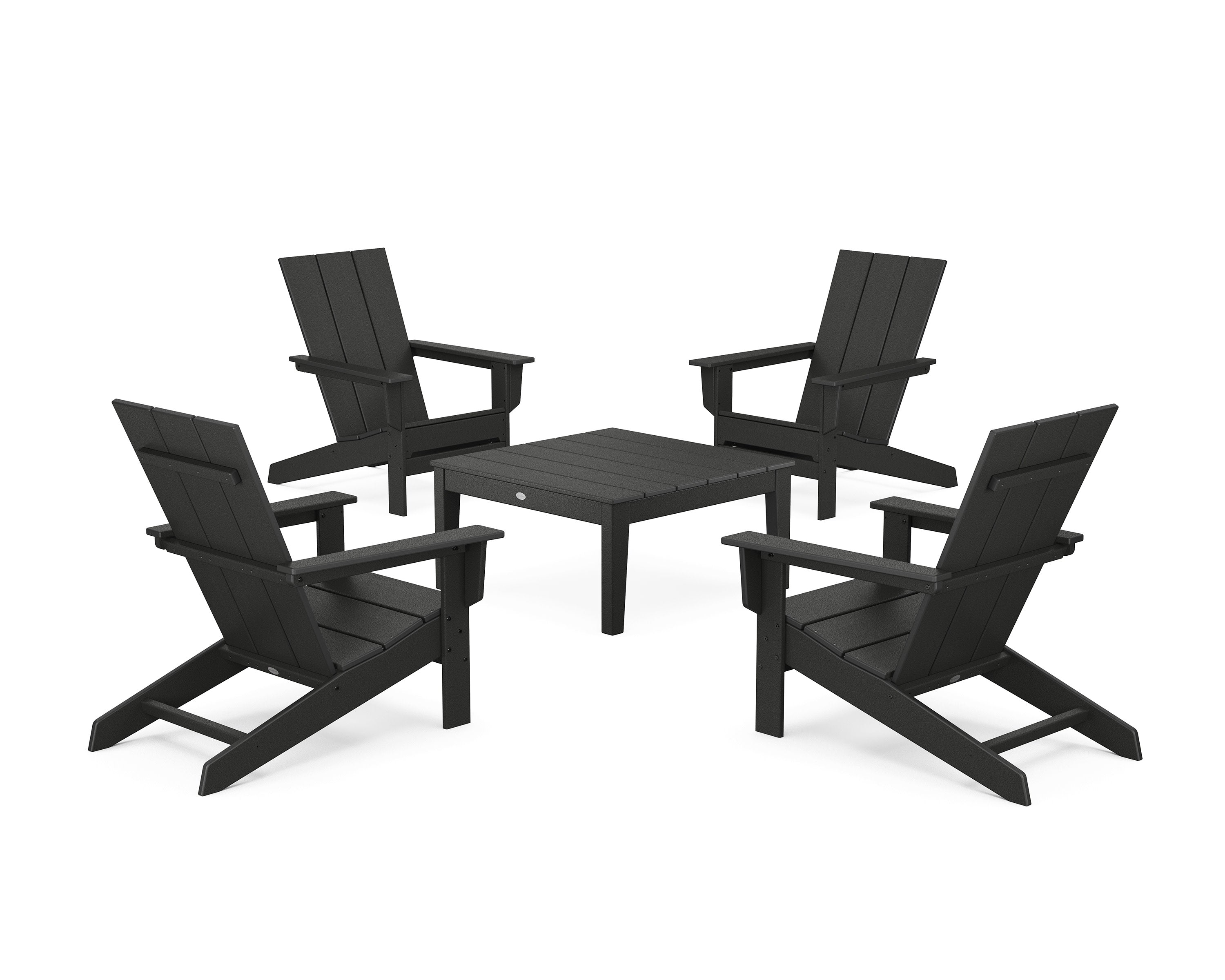5-Piece Modern Studio Adirondack Chair Conversation Group in Black