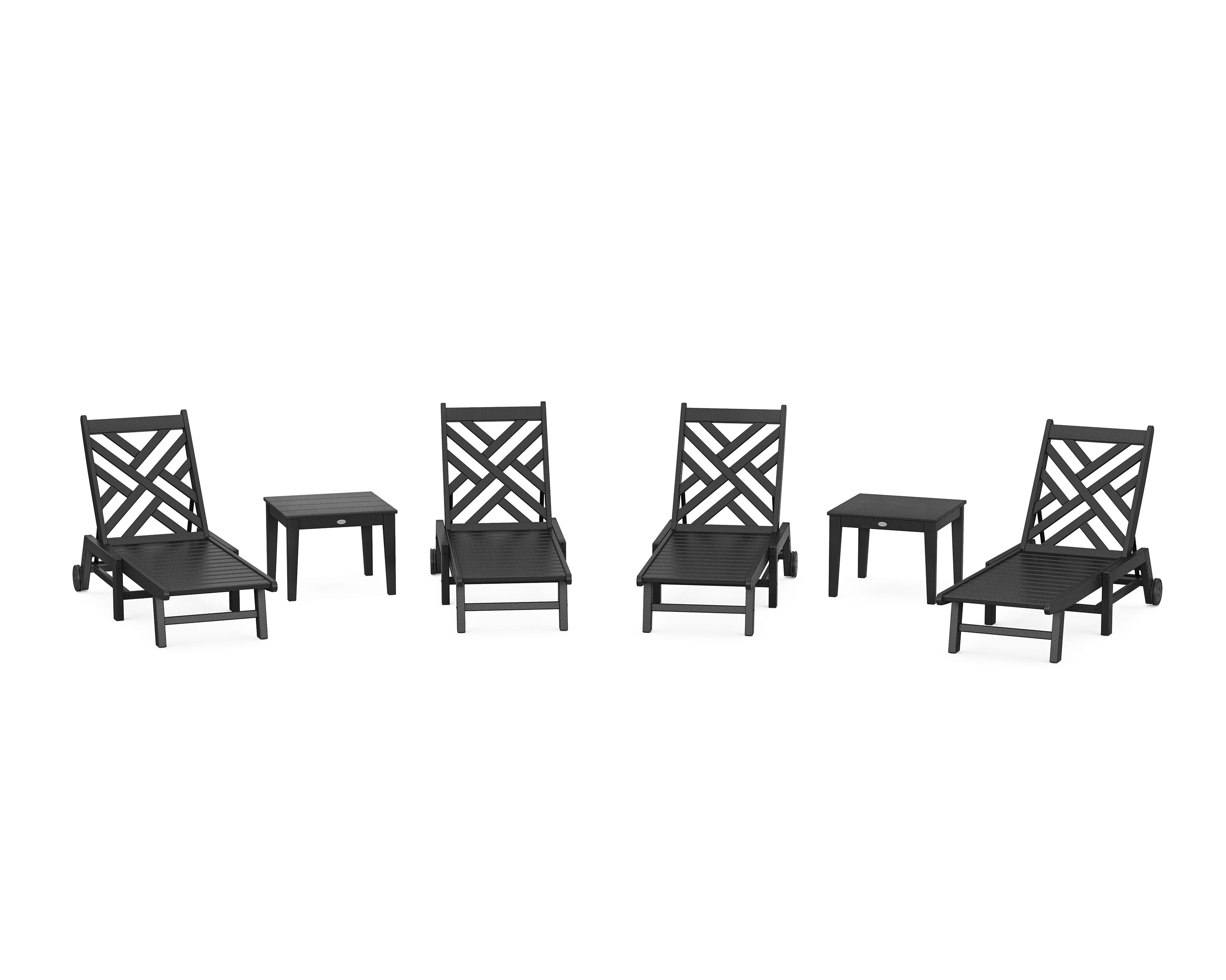Chippendale 6-Piece Chaise Set with Wheels in Black