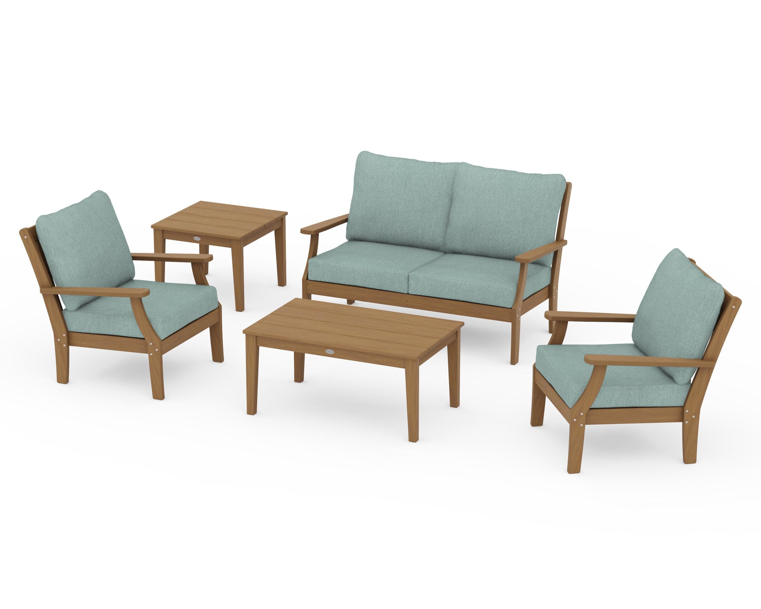 Braxton 5-Piece Deep Seating Set in Natural / Glacier Spa