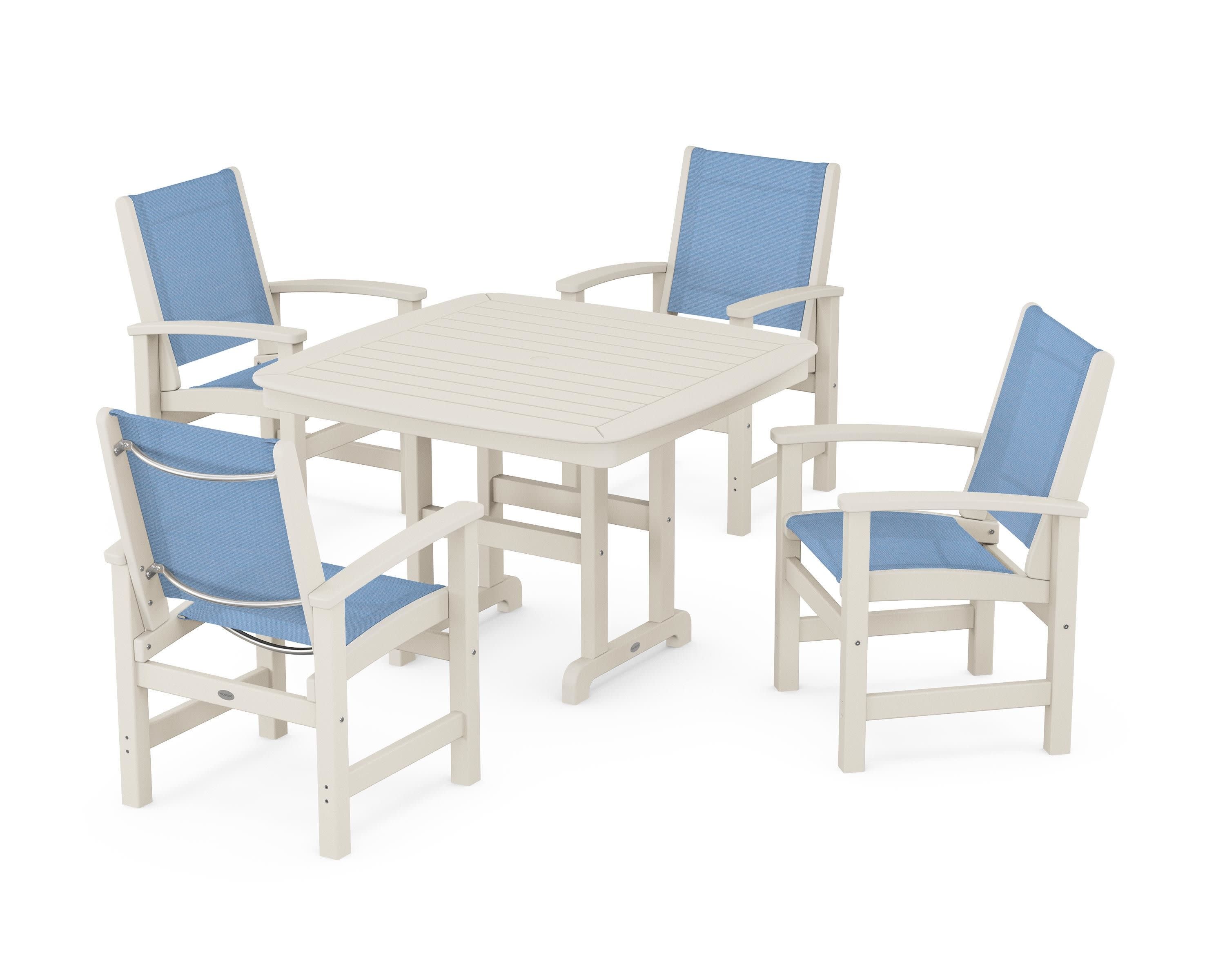 Coastal 5-Piece Dining Set in Sand / Poolside Sling