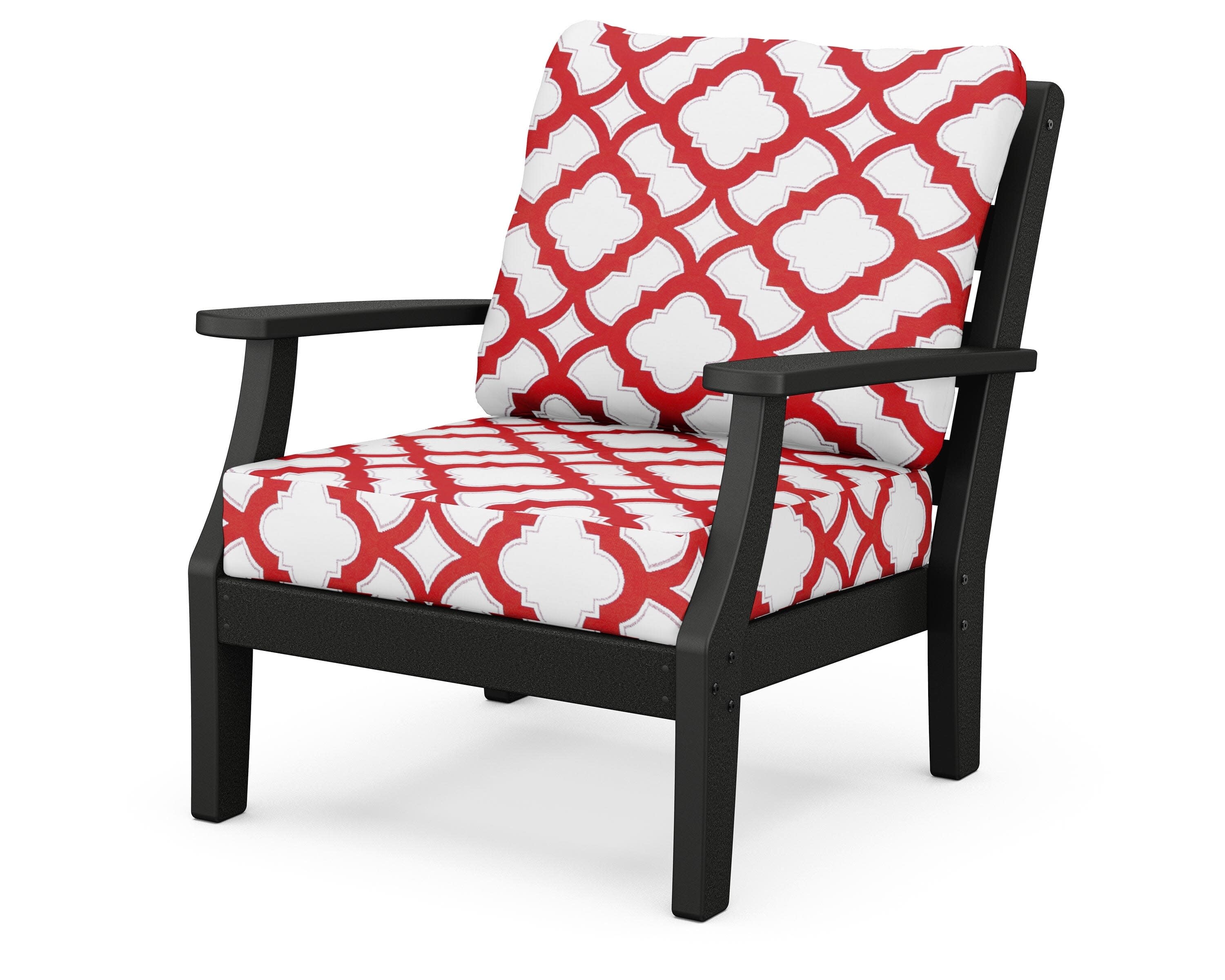 Chesapeake Deep Seating Chair in Black / Trellis Crimson