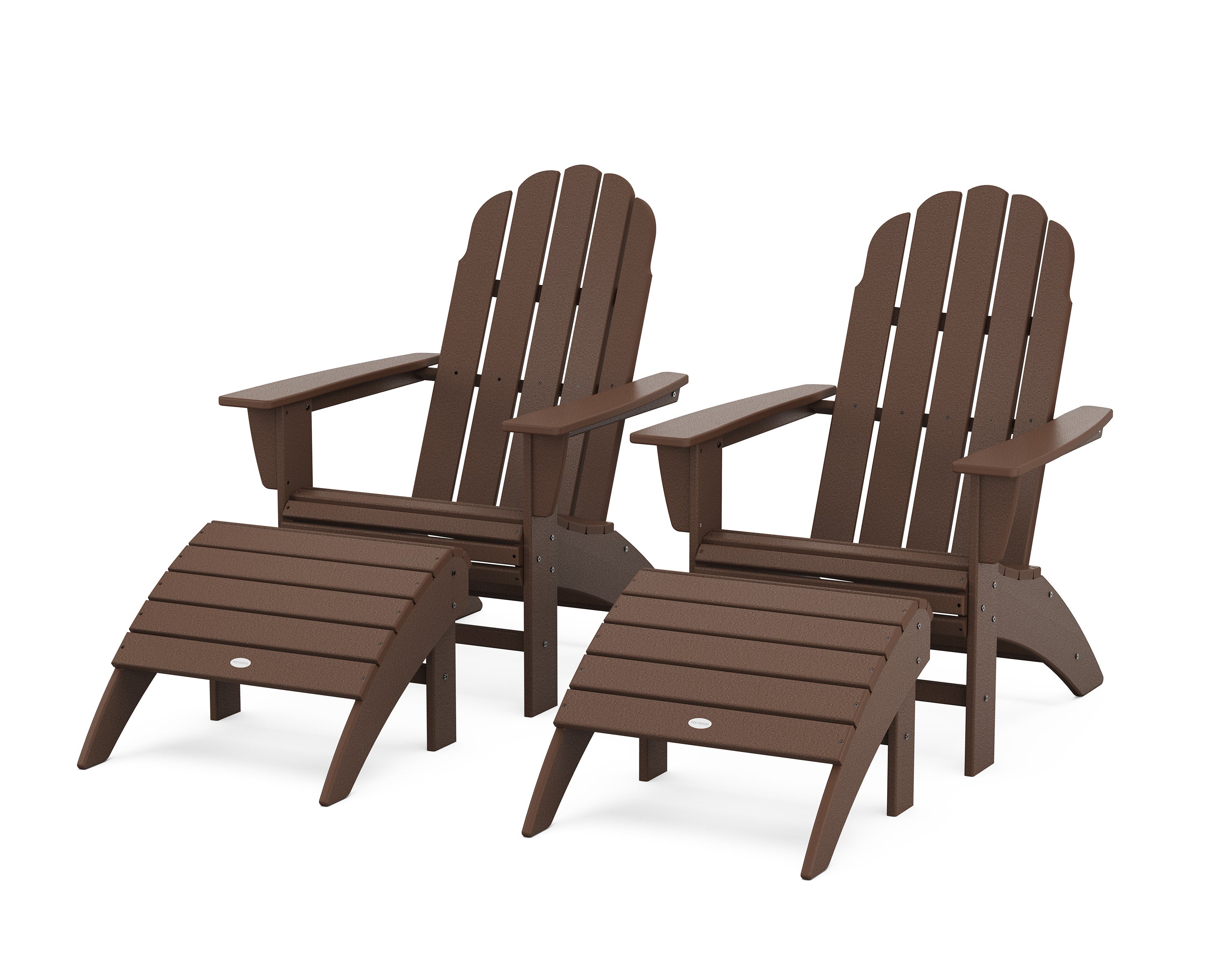 Vineyard Curveback Adirondack Chair 4-Piece Set with Ottomans in Mahogany