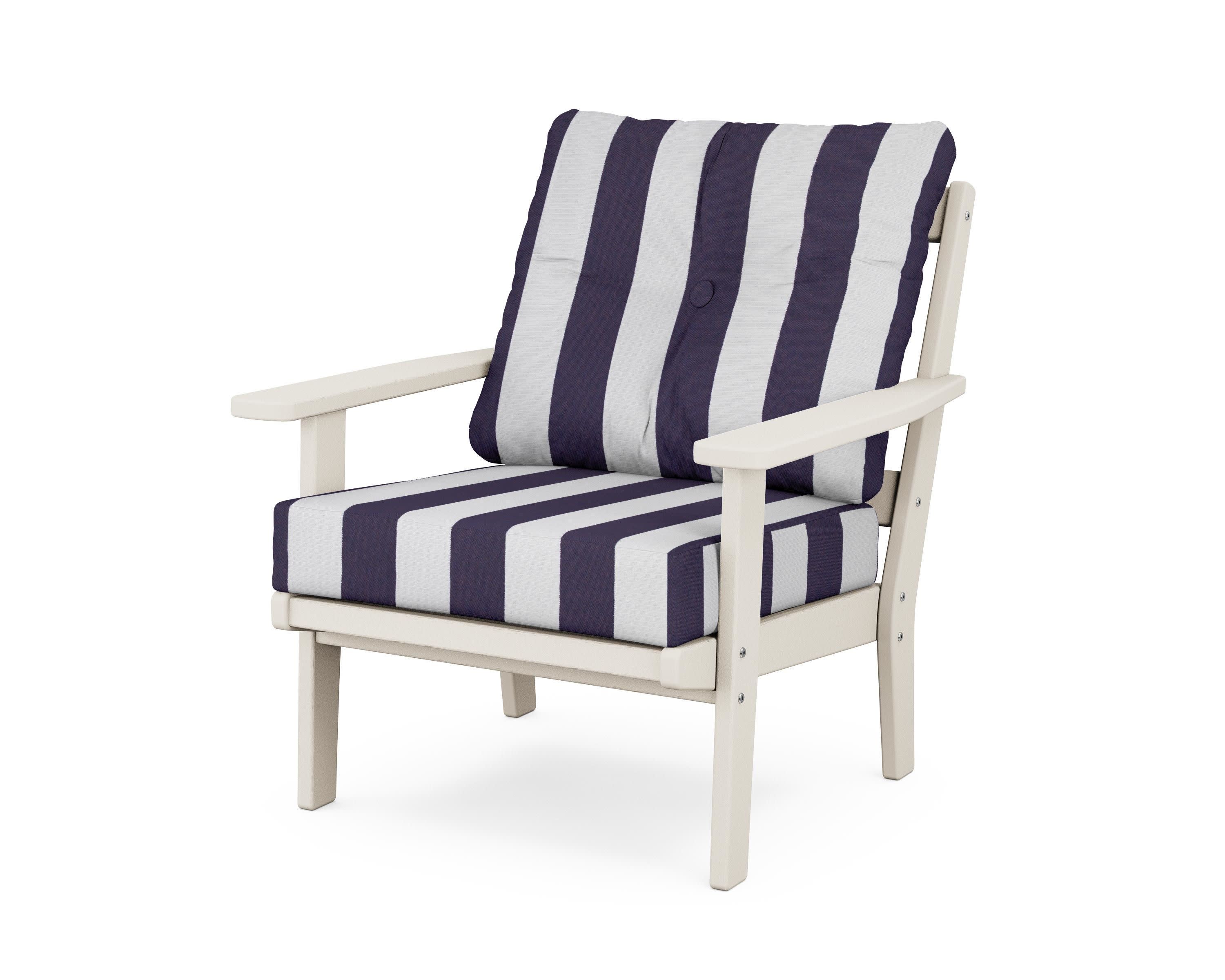 Oxford Deep Seating Chair in Sand / Cabana Stripe Navy