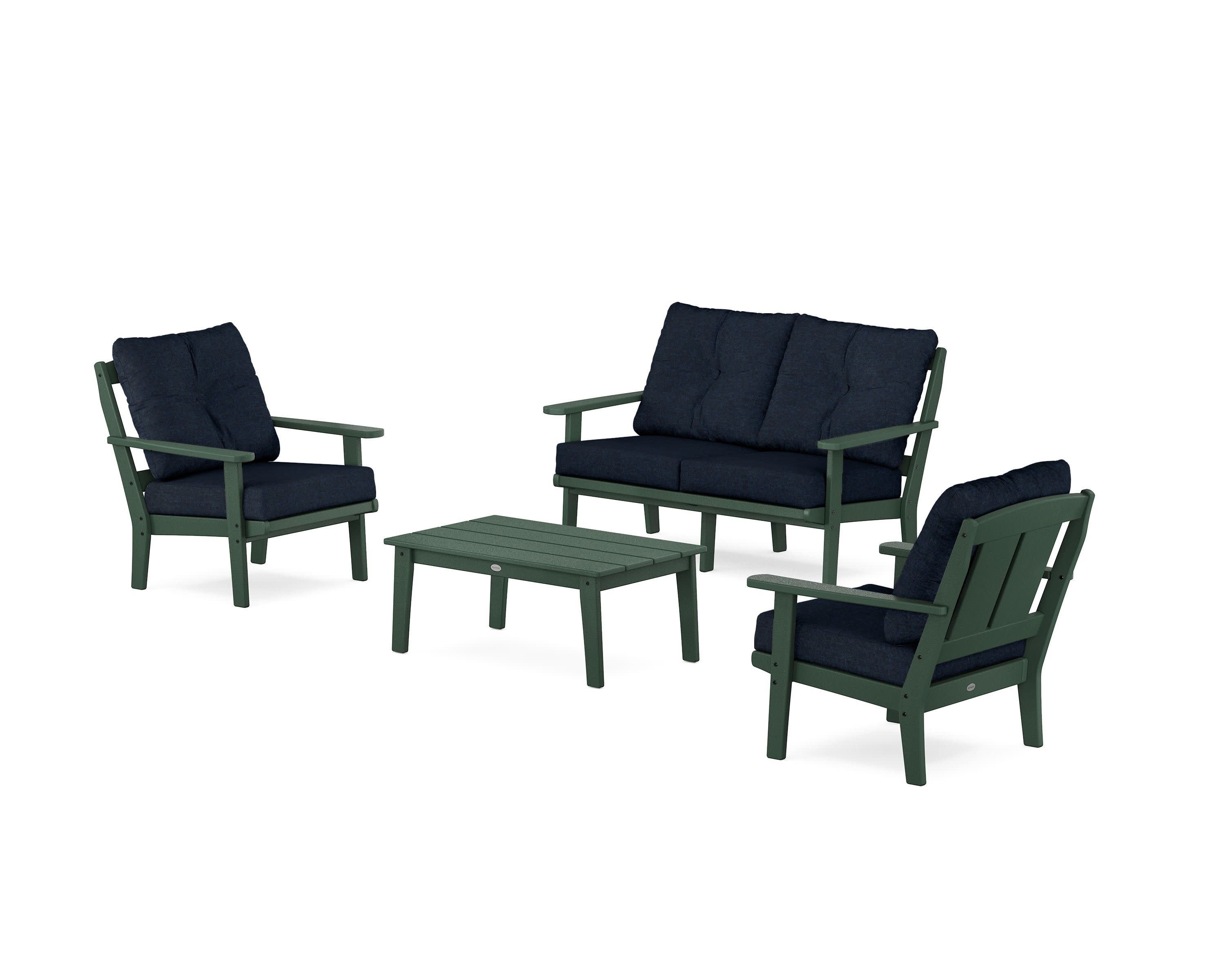 Mission 4-Piece Deep Seating Set with Loveseat in Green / Marine Indigo
