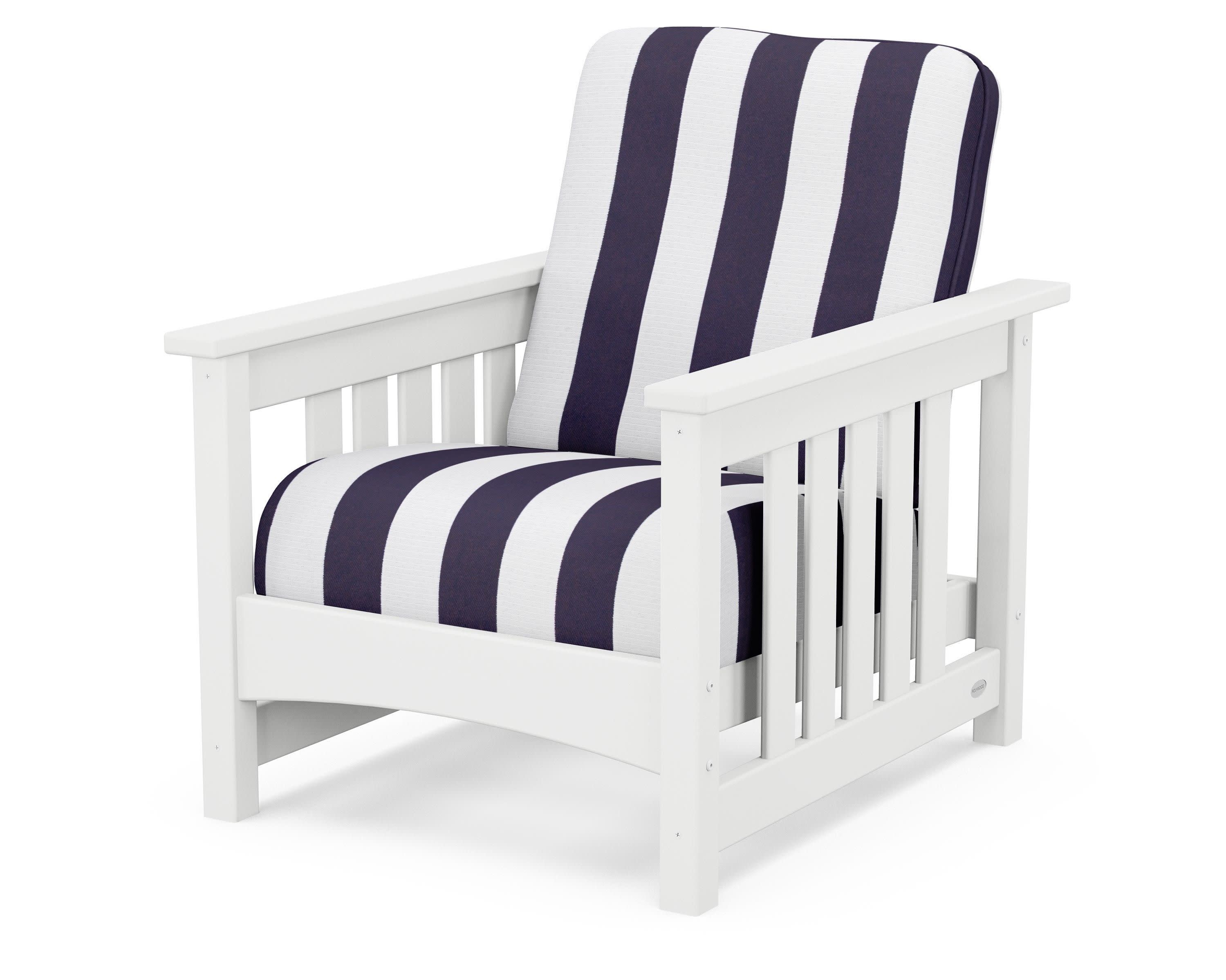 Club Mission Chair in White / Cabana Stripe Navy