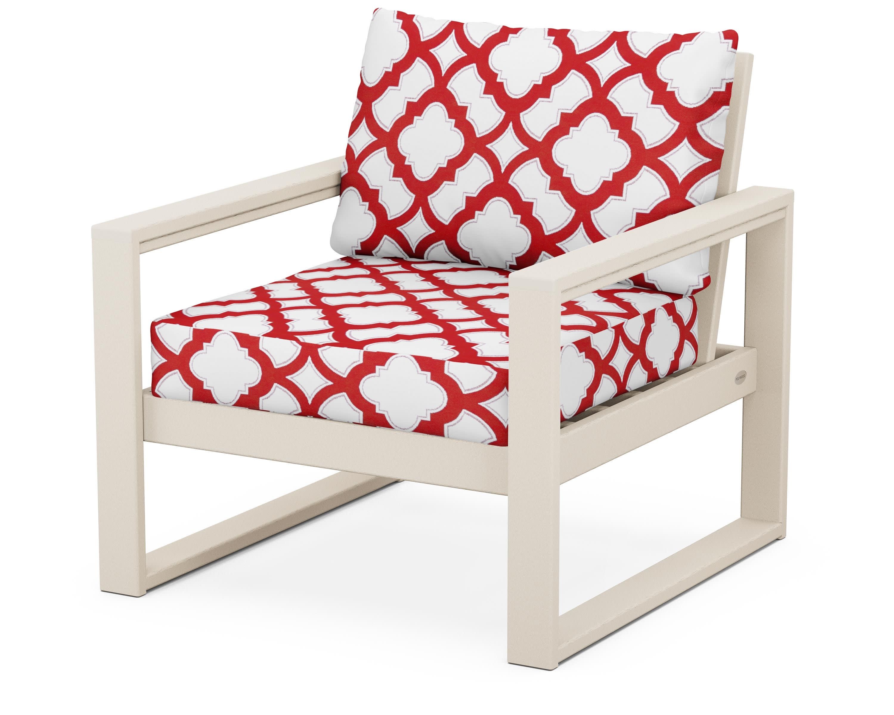 EDGE Club Chair in Sand / Trellis Crimson