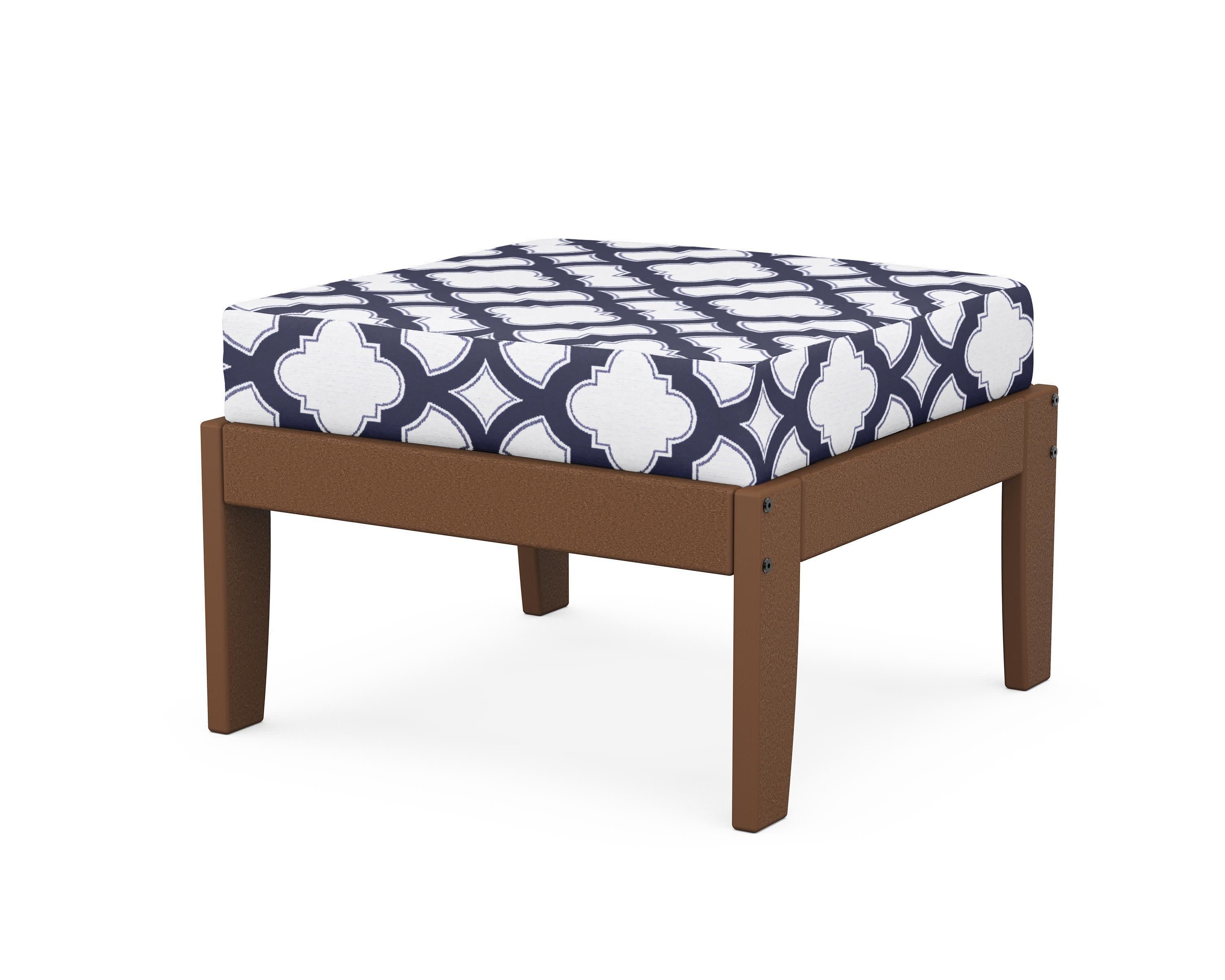 Modular Ottoman - Classic in Teak / Trellis Navy