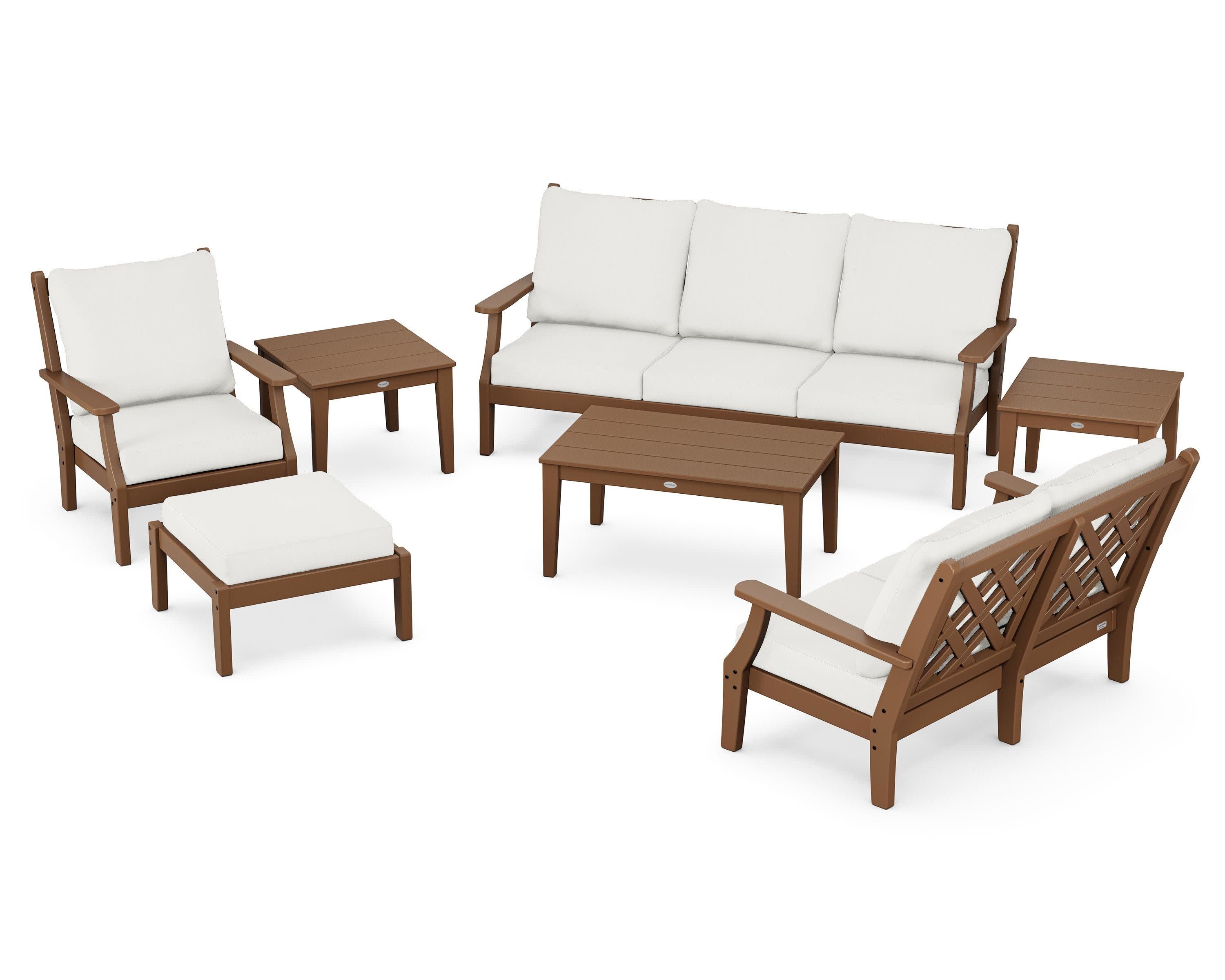 Wovendale 7-Piece Deep Seating Set in Teak / Natural Linen
