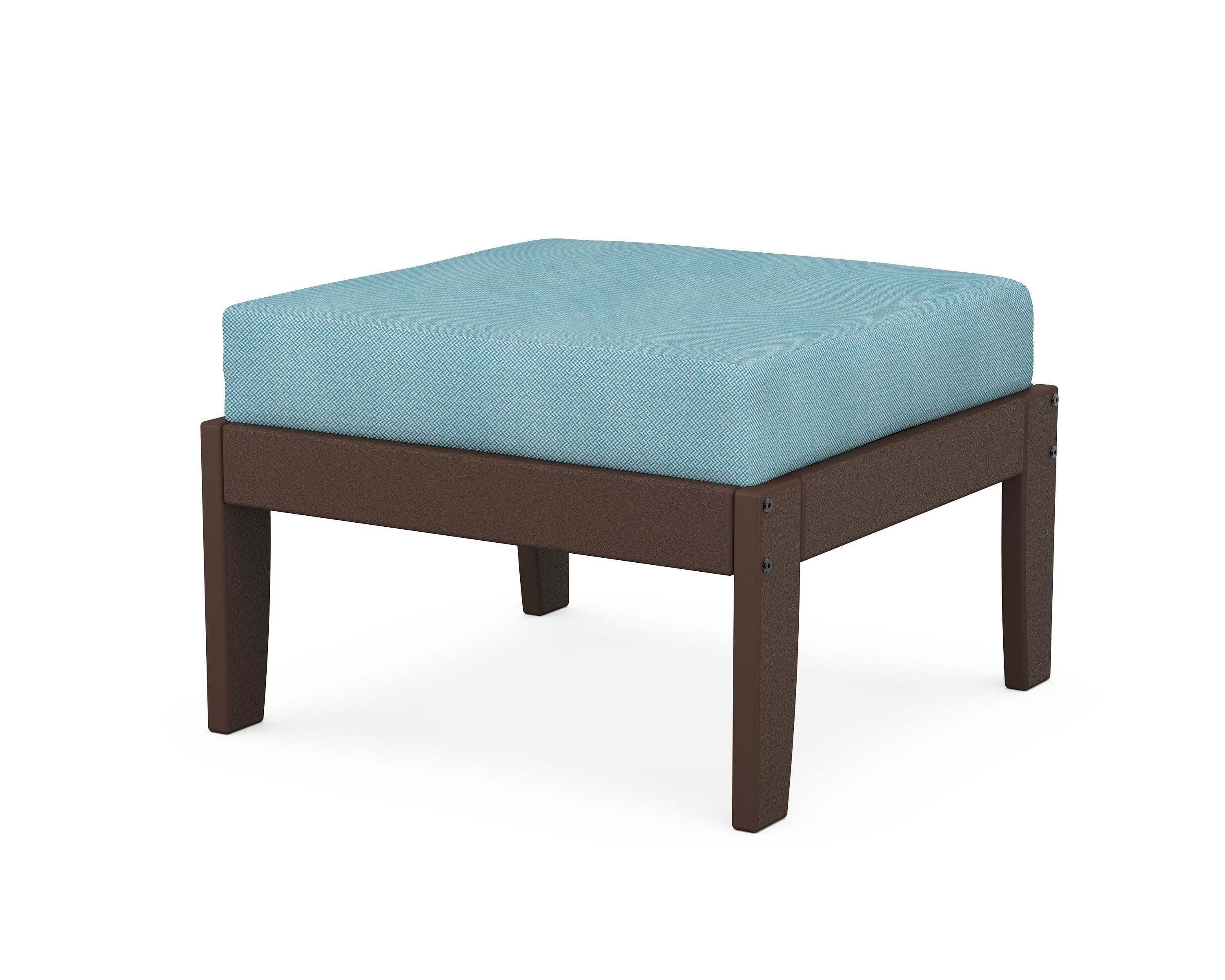 Modular Ottoman - Classic in Mahogany / Lattice Sky Blue