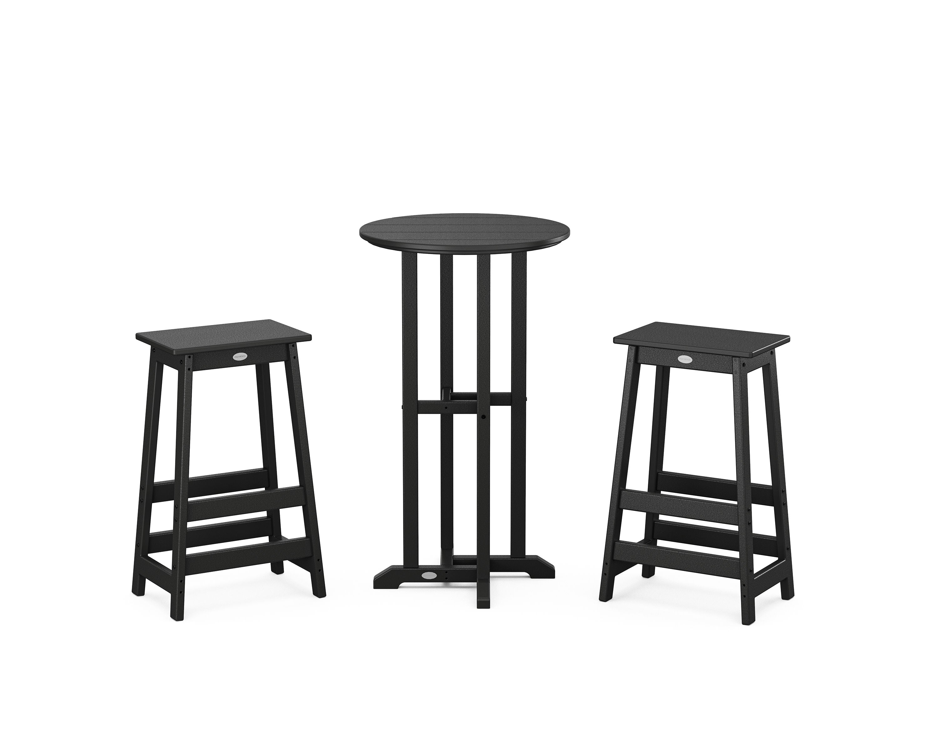 Modern Studio Bar Stool 3-Piece Bistro Set in Black