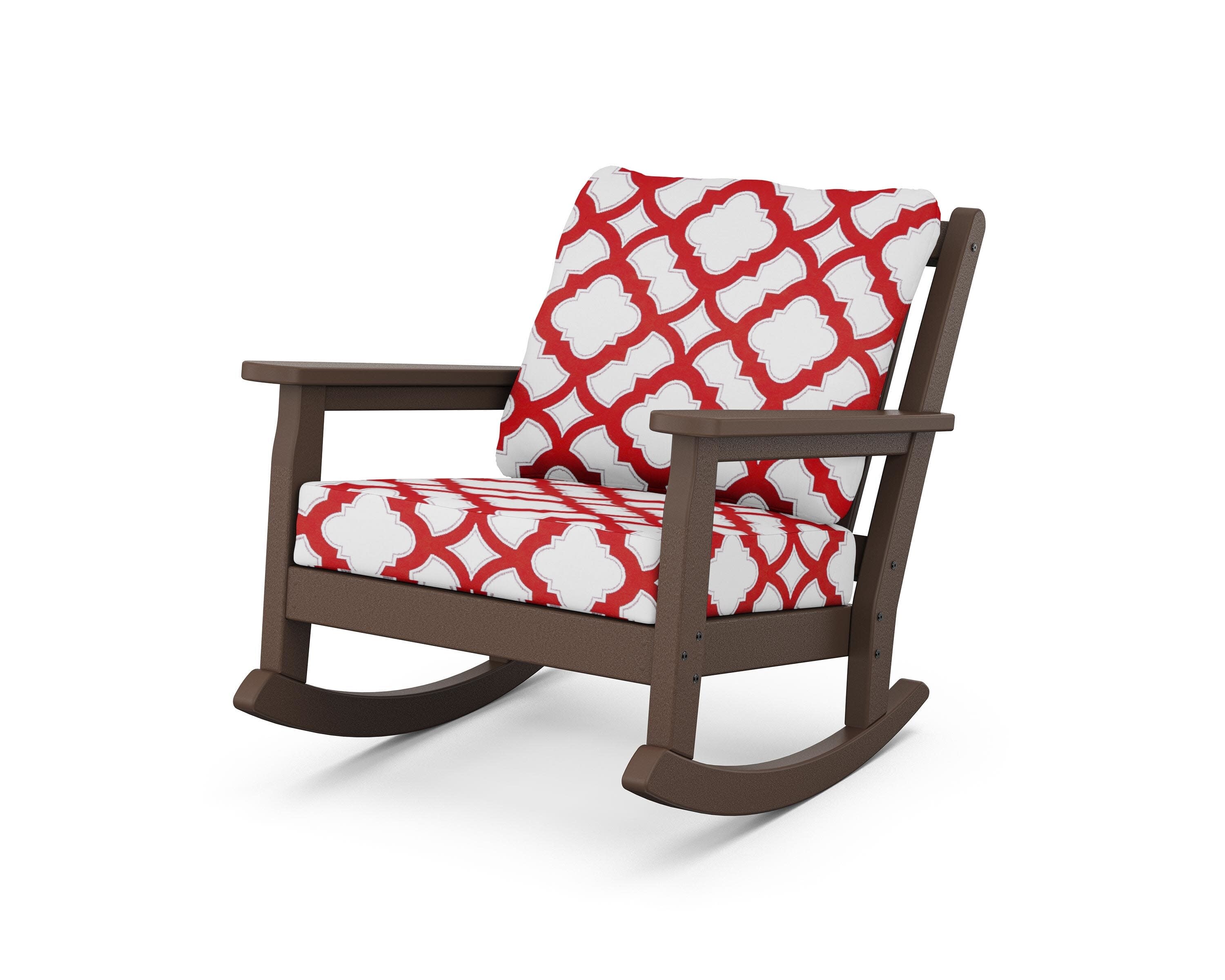 Chippendale Deep Seating Rocking Chair in Mahogany / Trellis Crimson
