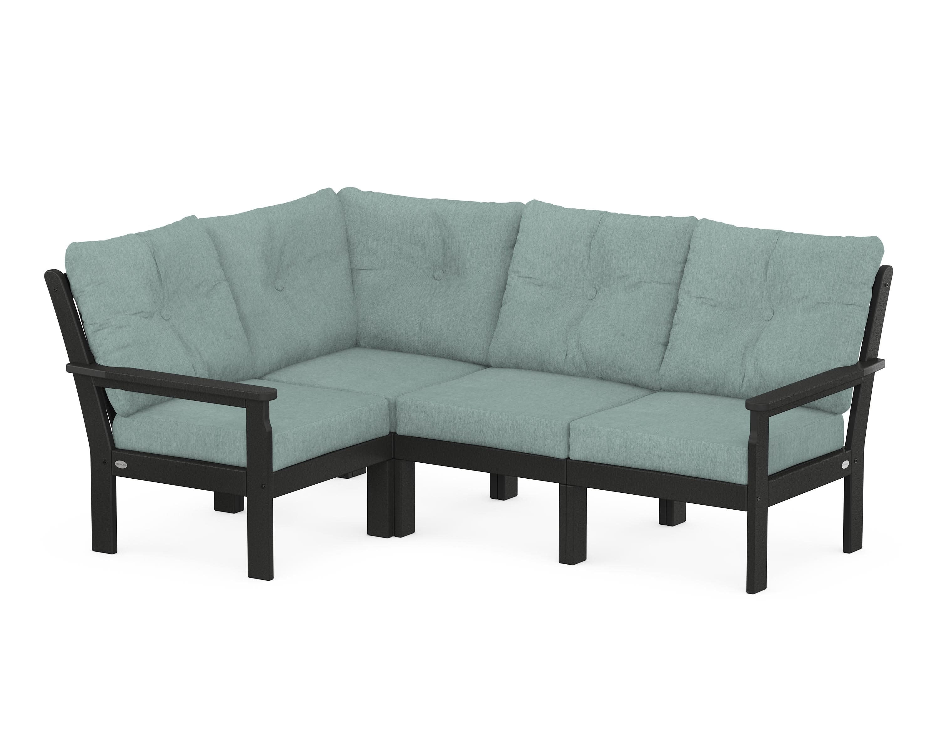 Vineyard 4-Piece Sectional in Black / Glacier Spa