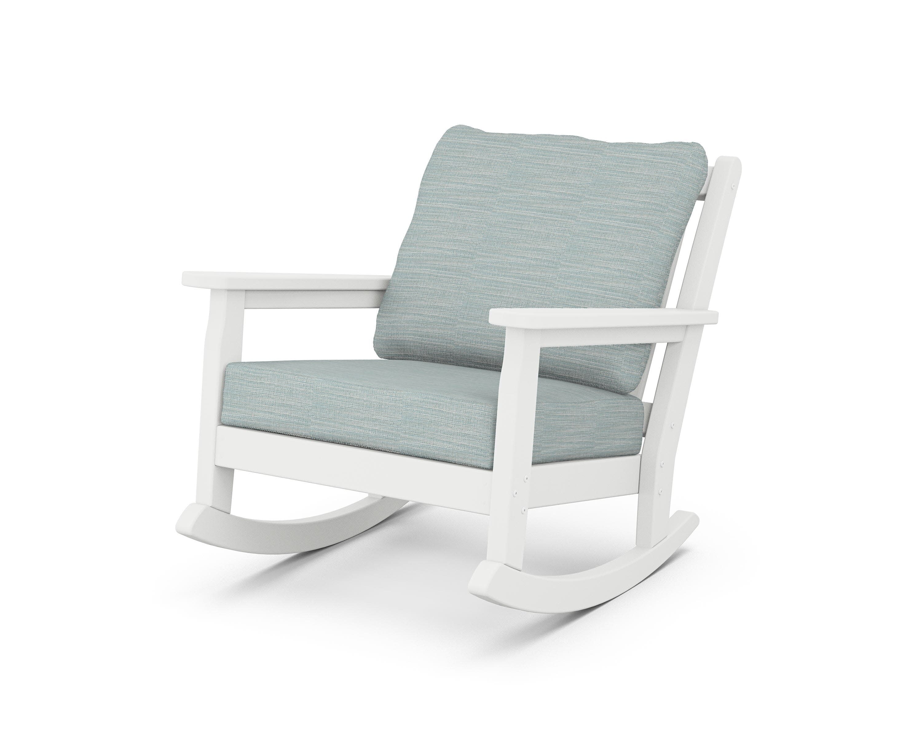 Chippendale Deep Seating Rocking Chair in White / Soothe Mist