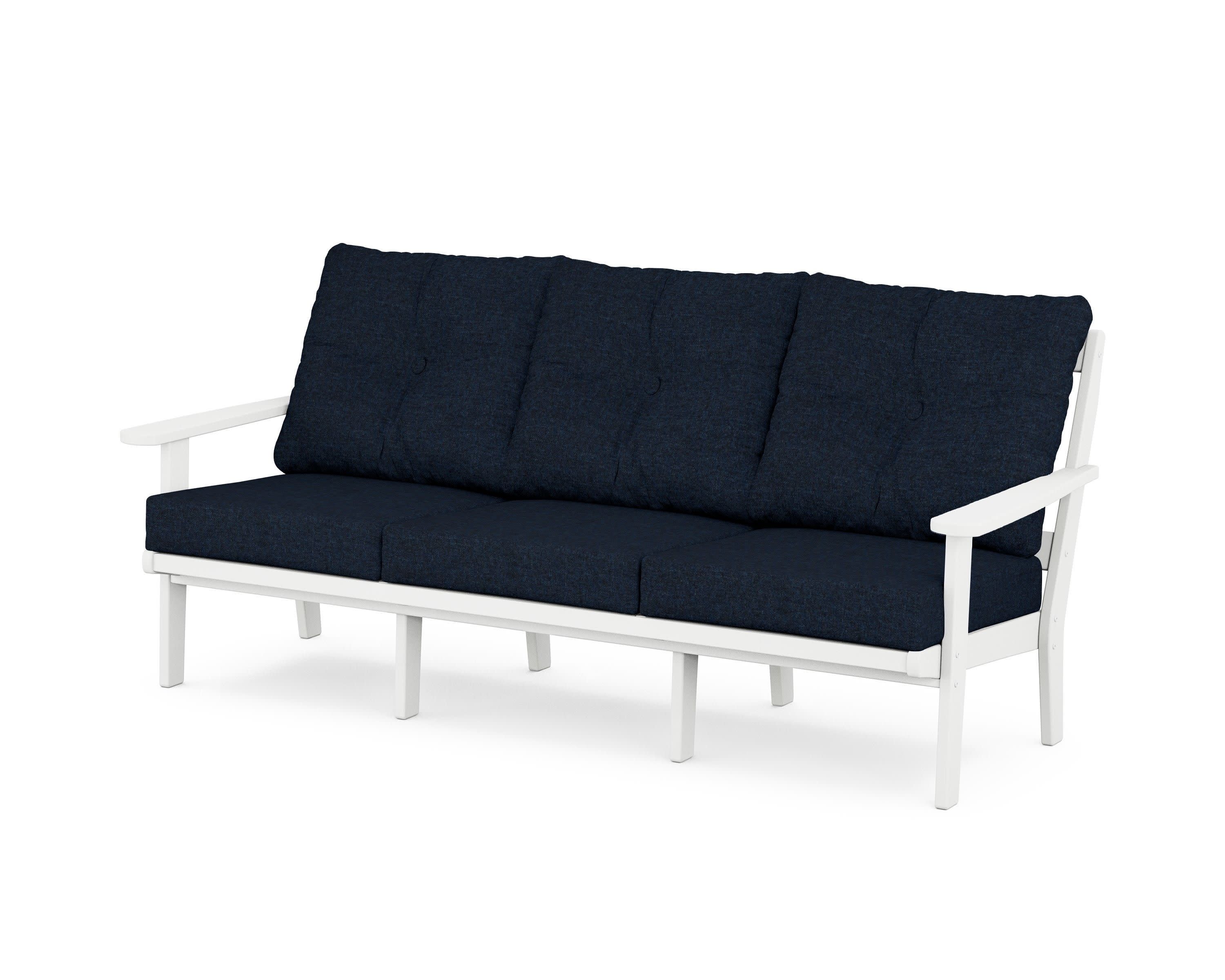 Mission Deep Seating Sofa in White / Marine Indigo