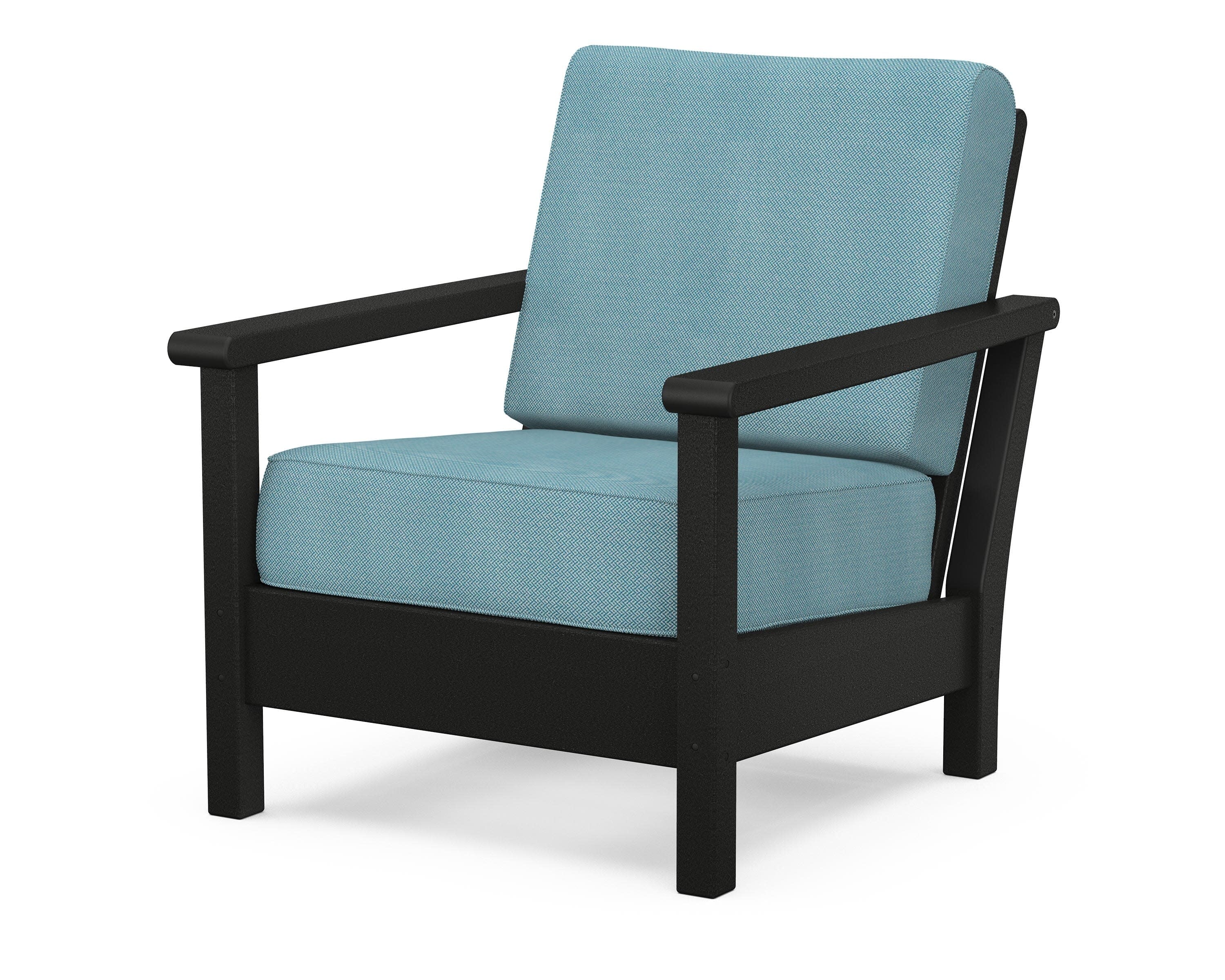 Harbour Deep Seating Chair in Black / Lattice Sky Blue