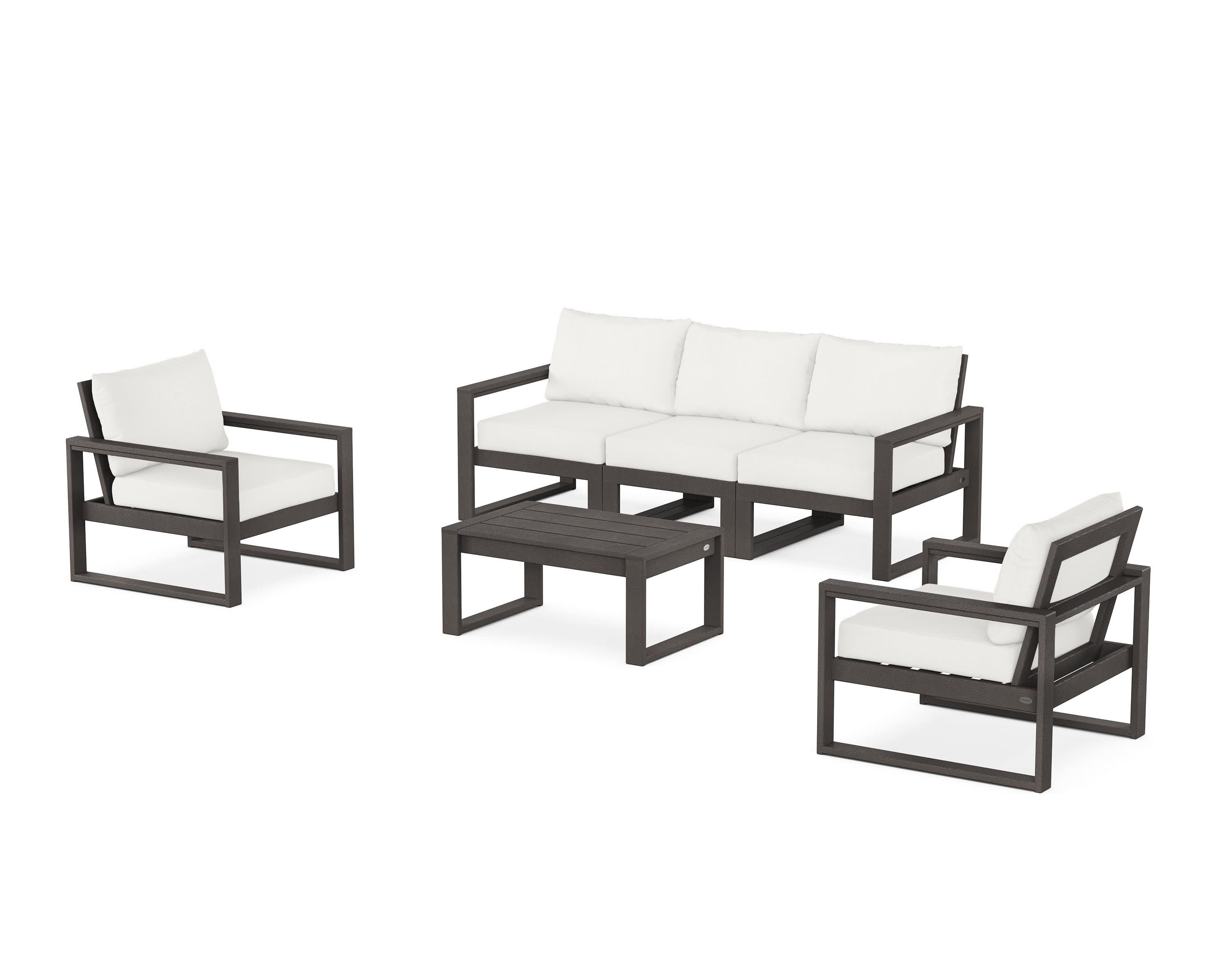 EDGE Sectional 4-Piece Deep Seating Set with Sofa in Vintage Coffee / Natural Linen