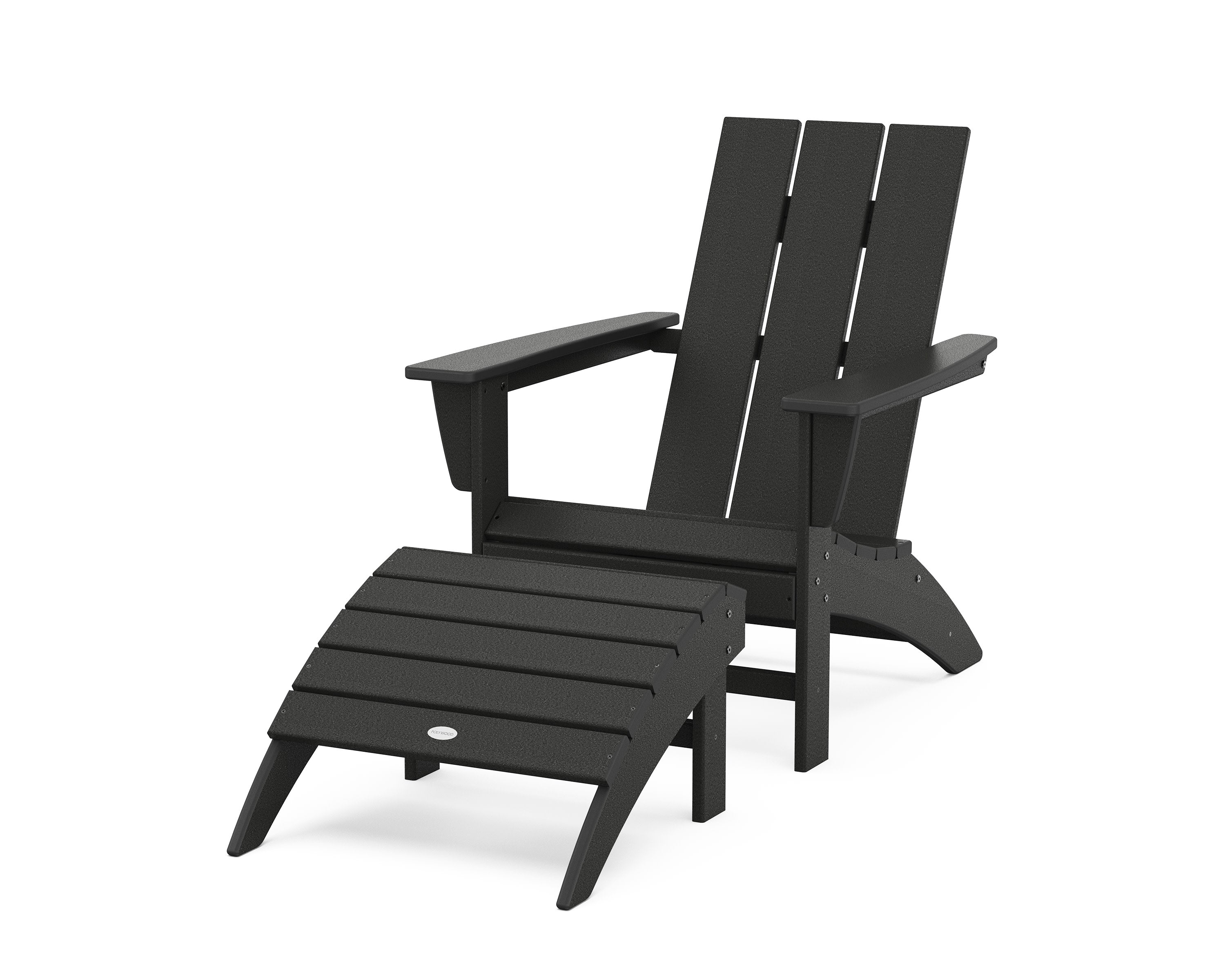 Modern Adirondack Chair 2-Piece Set with Ottoman in Black