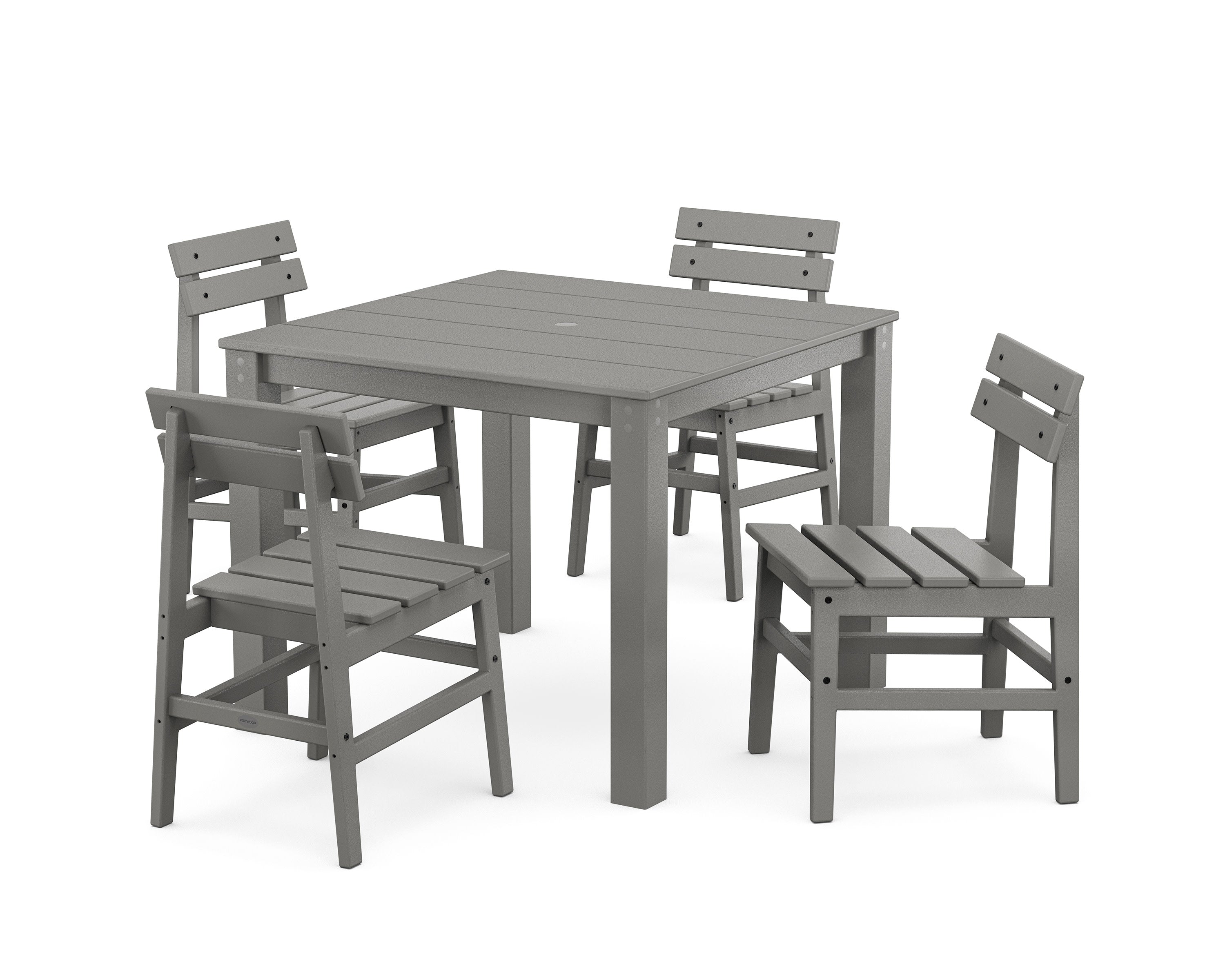 Modern Studio Plaza Chair 5-Piece Parsons Dining Set in Slate Grey