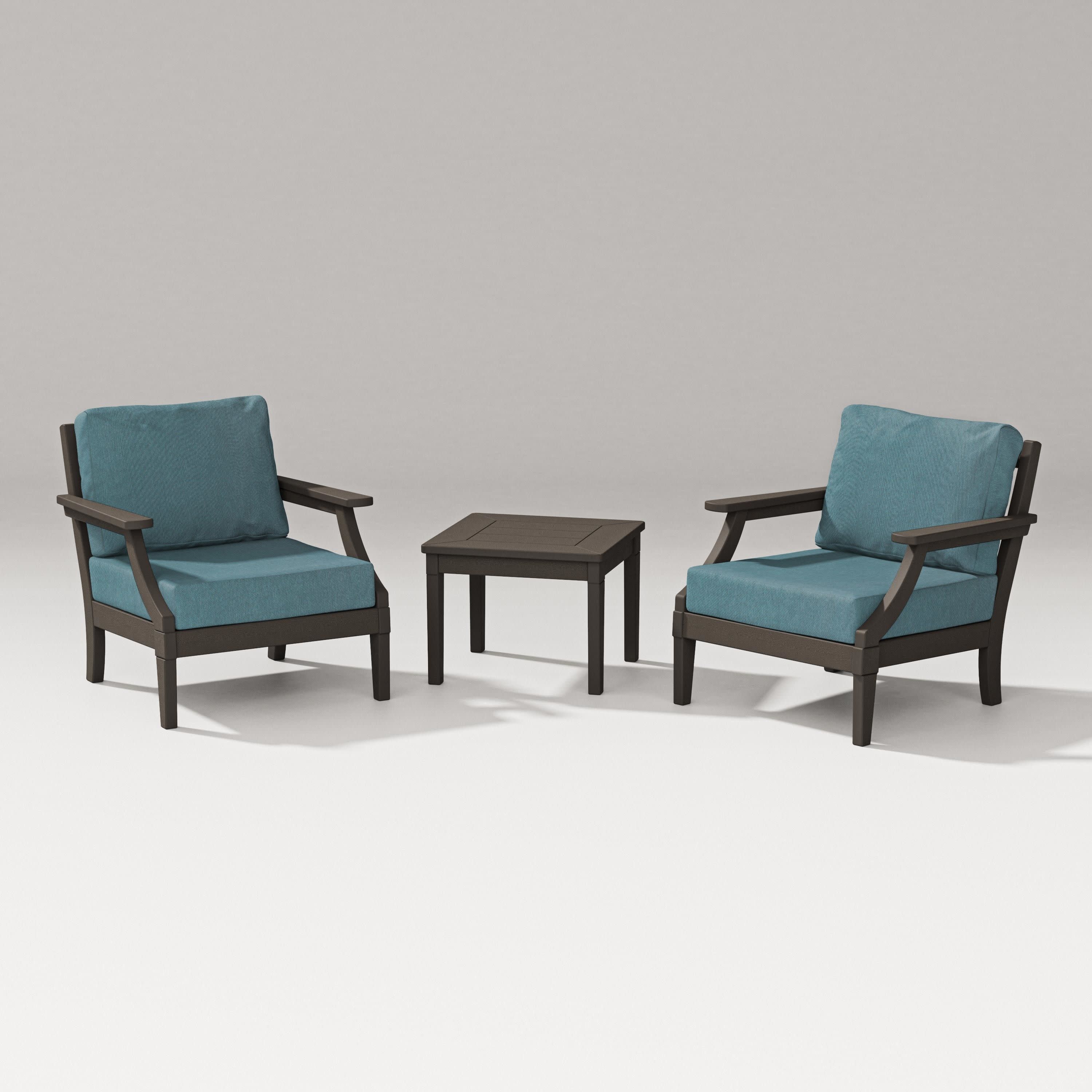 Estate 3-Piece Lounge Chair Set in Vintage Coffee / Ocean Teal