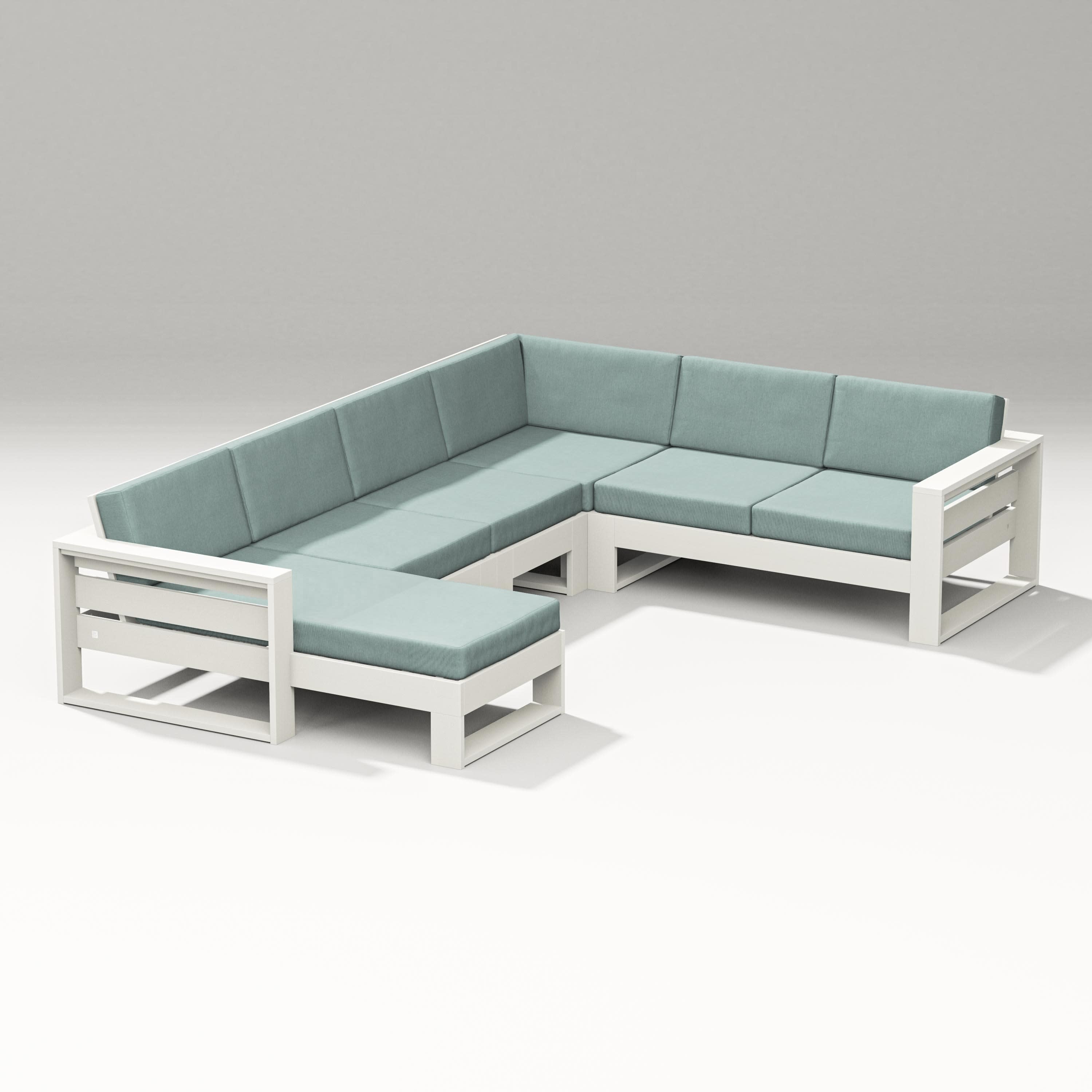 Latitude Corner Sectional with Left Chaise in Vintage White / Glacier Spa