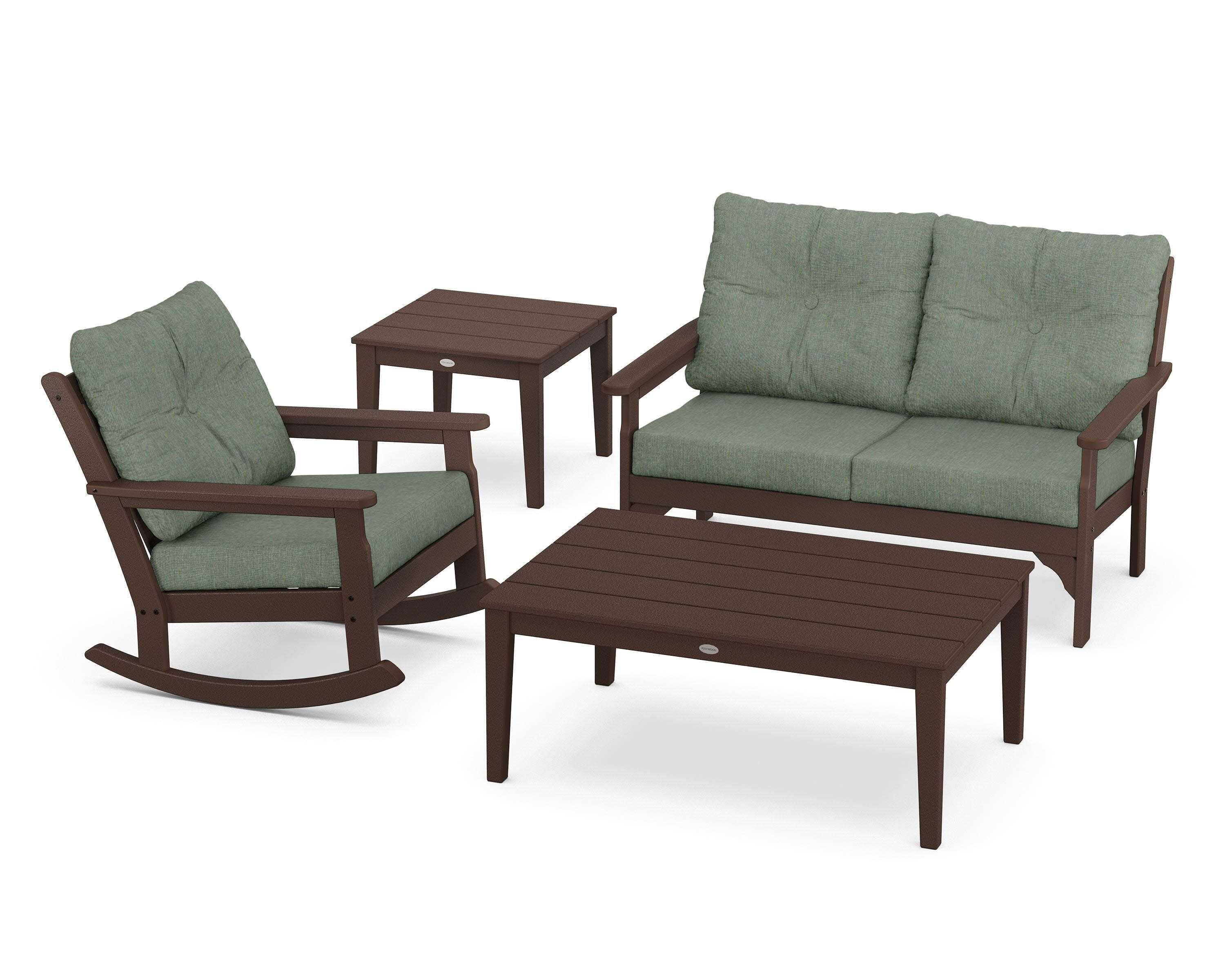 Vineyard 4-Piece Deep Seating Rocker Set in Mahogany / Cast Sage