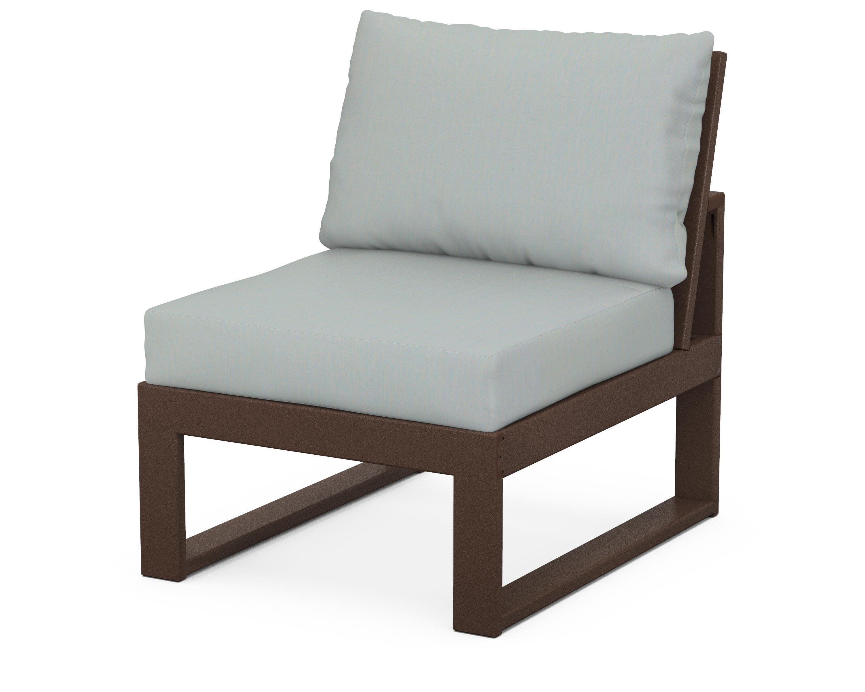 Modular Armless Chair in Mahogany / Spa