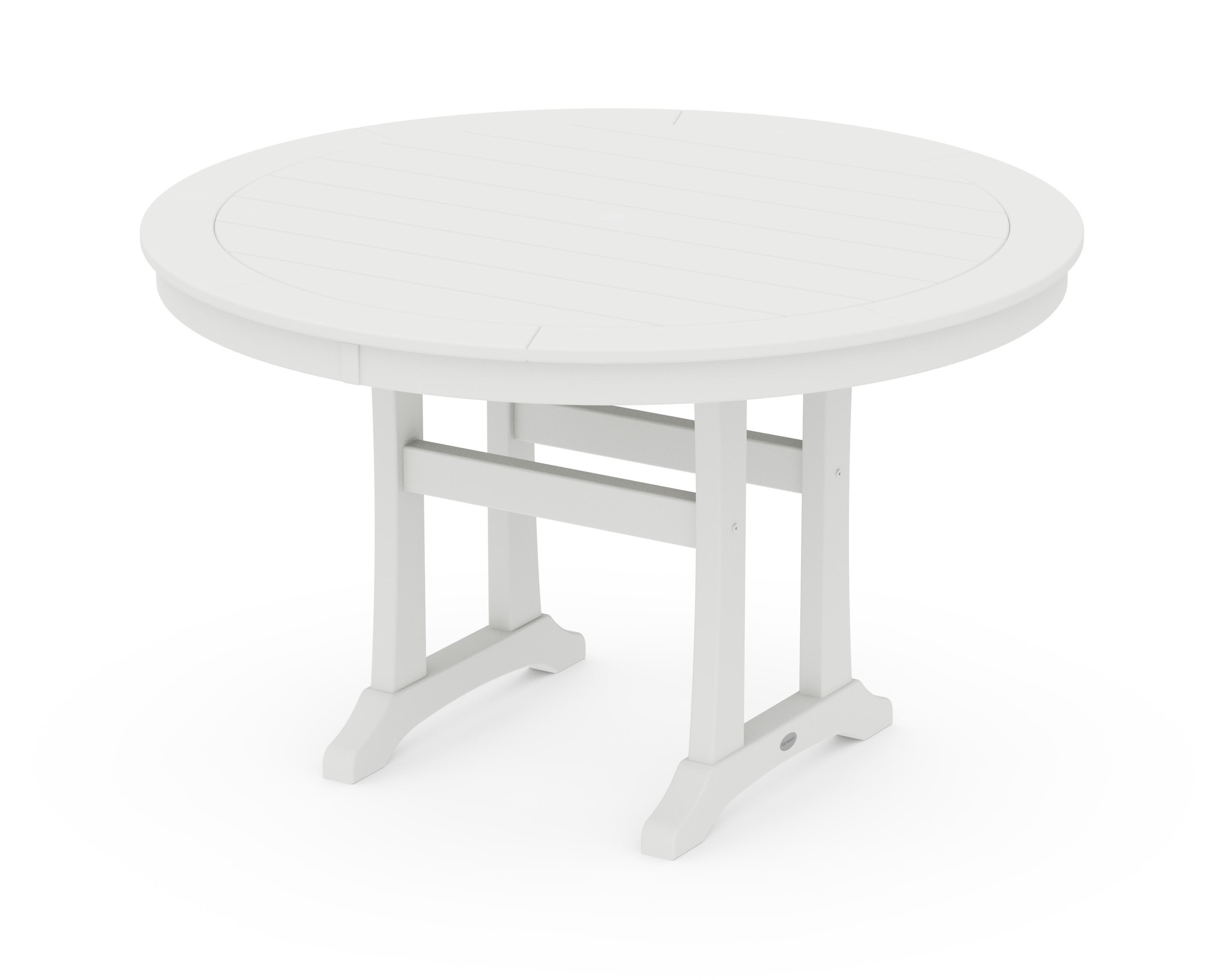 Nautical Trestle 48" Round Dining Table in White