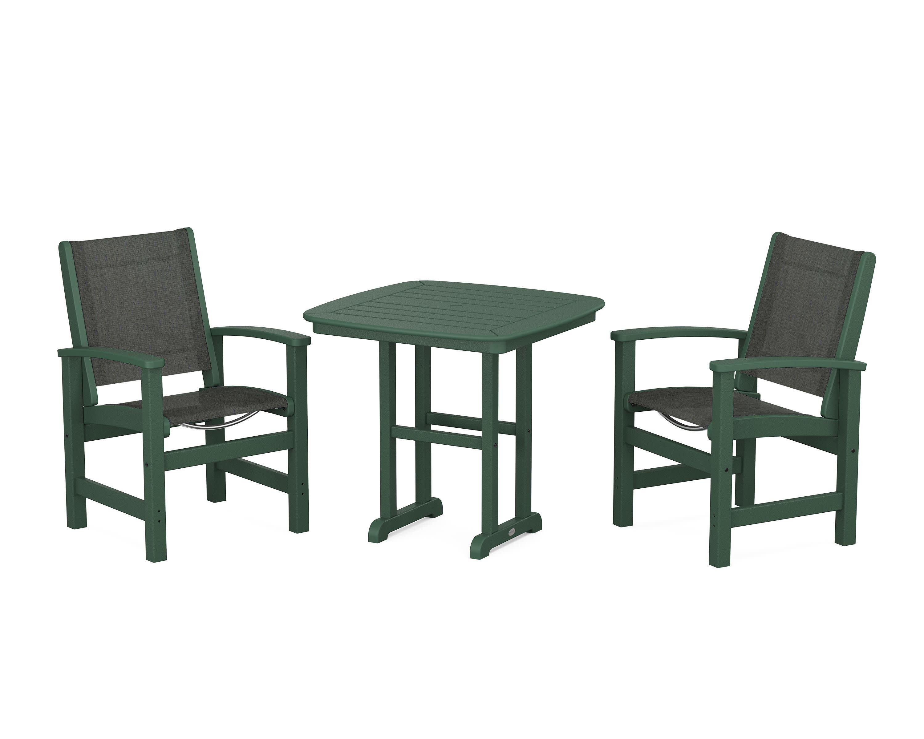 Coastal 3-Piece Dining Set in Green / Ember Sling