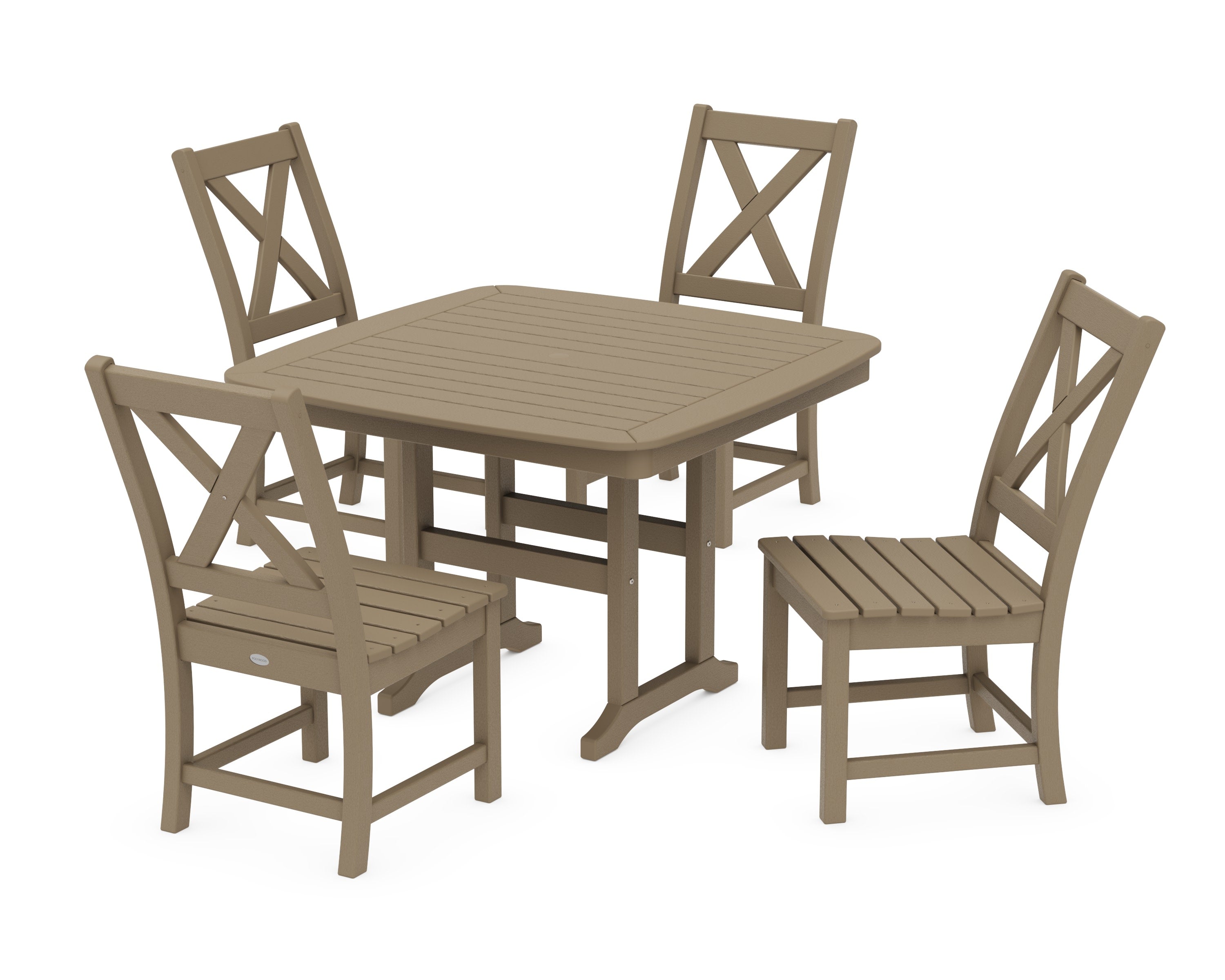 Braxton Side Chair 5-Piece Dining Set with Trestle Legs in Vintage Sahara