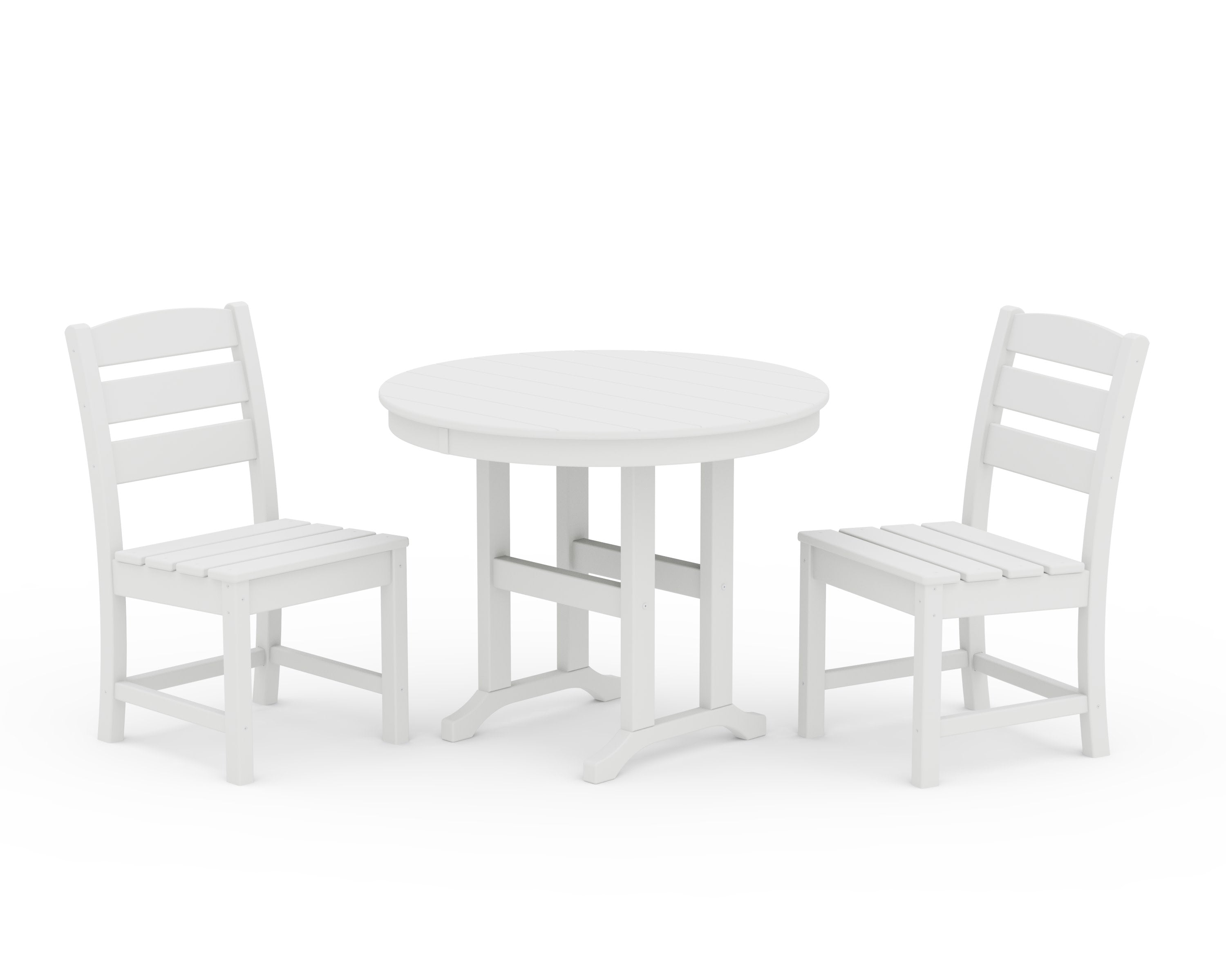 Lakeside Side Chair 3-Piece Round Dining Set in White