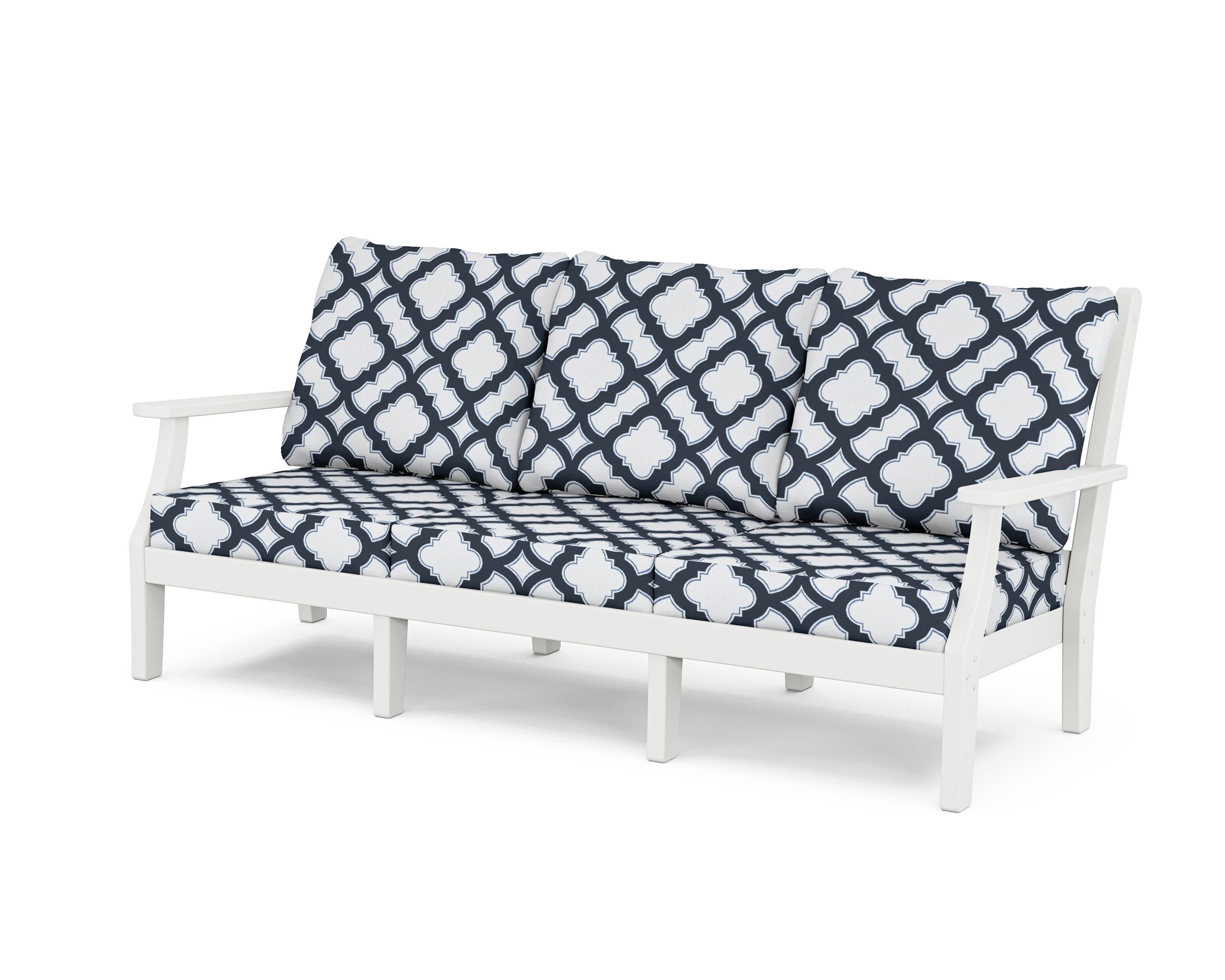 Wovendale Deep Seating Sofa in White / Trellis Marine Indigo