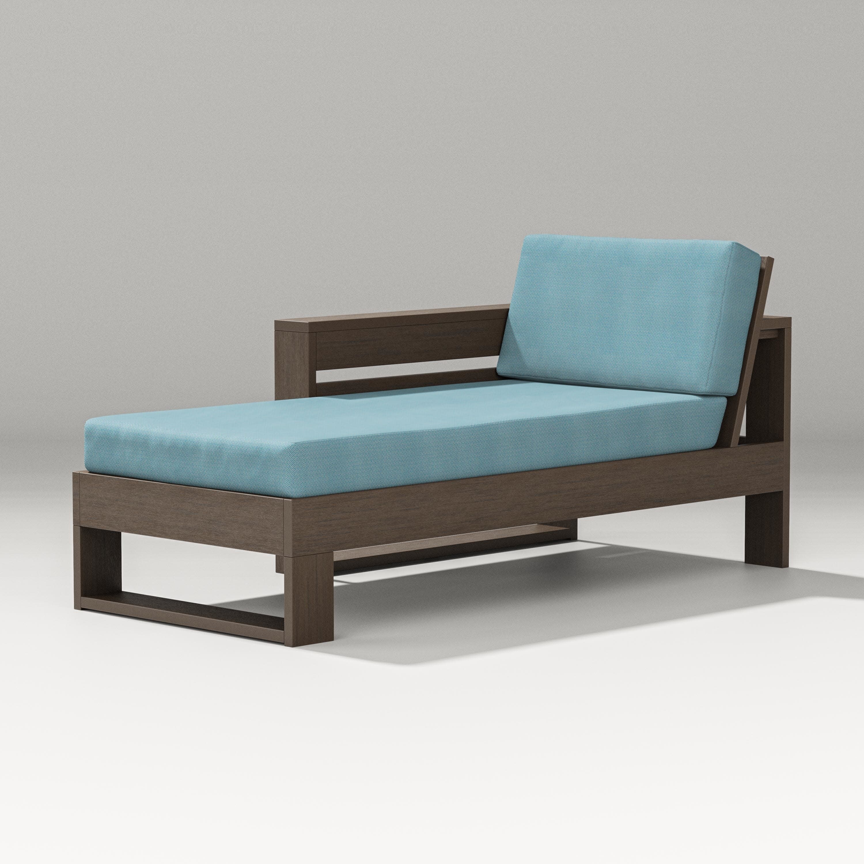 Latitude Modular Left Arm Chaise in Kona / Lattice Sky Blue