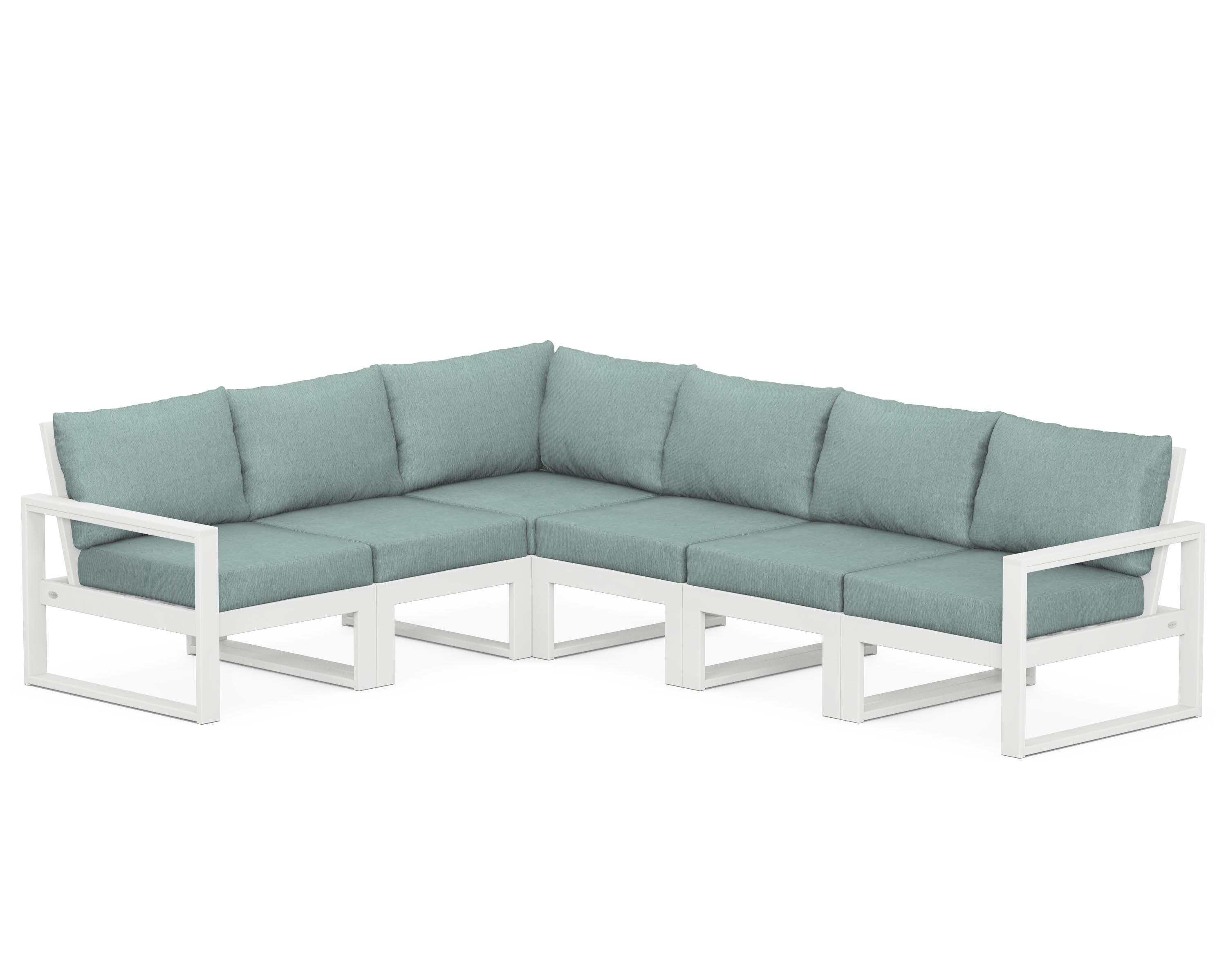 EDGE 6-Piece Modular Deep Seating Set in White / Glacier Spa
