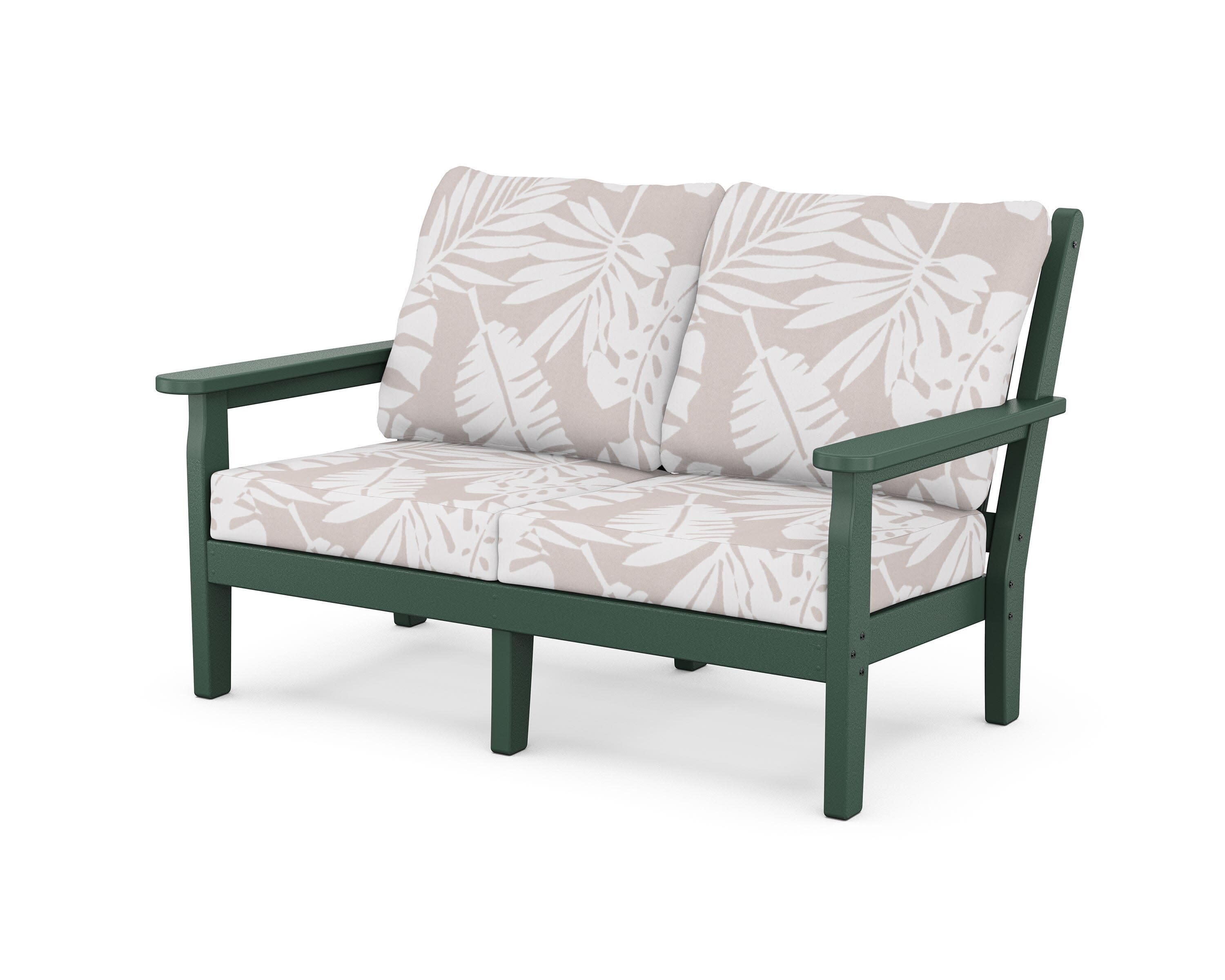 Chippendale Deep Seating Loveseat in Green / Leaf Dune Burlap
