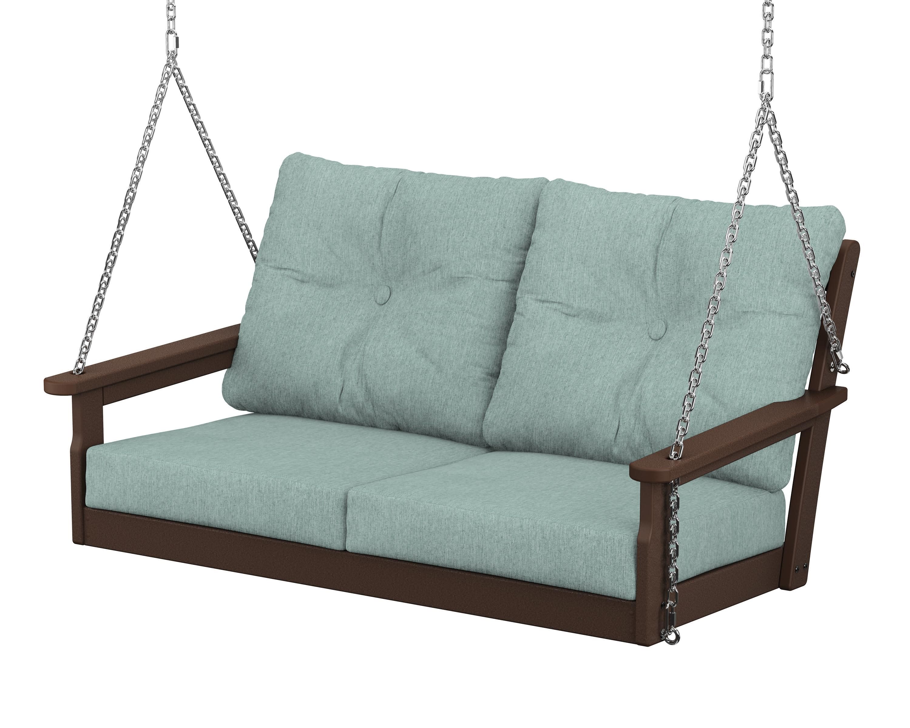 Vineyard Deep Seating Swing in Mahogany / Glacier Spa