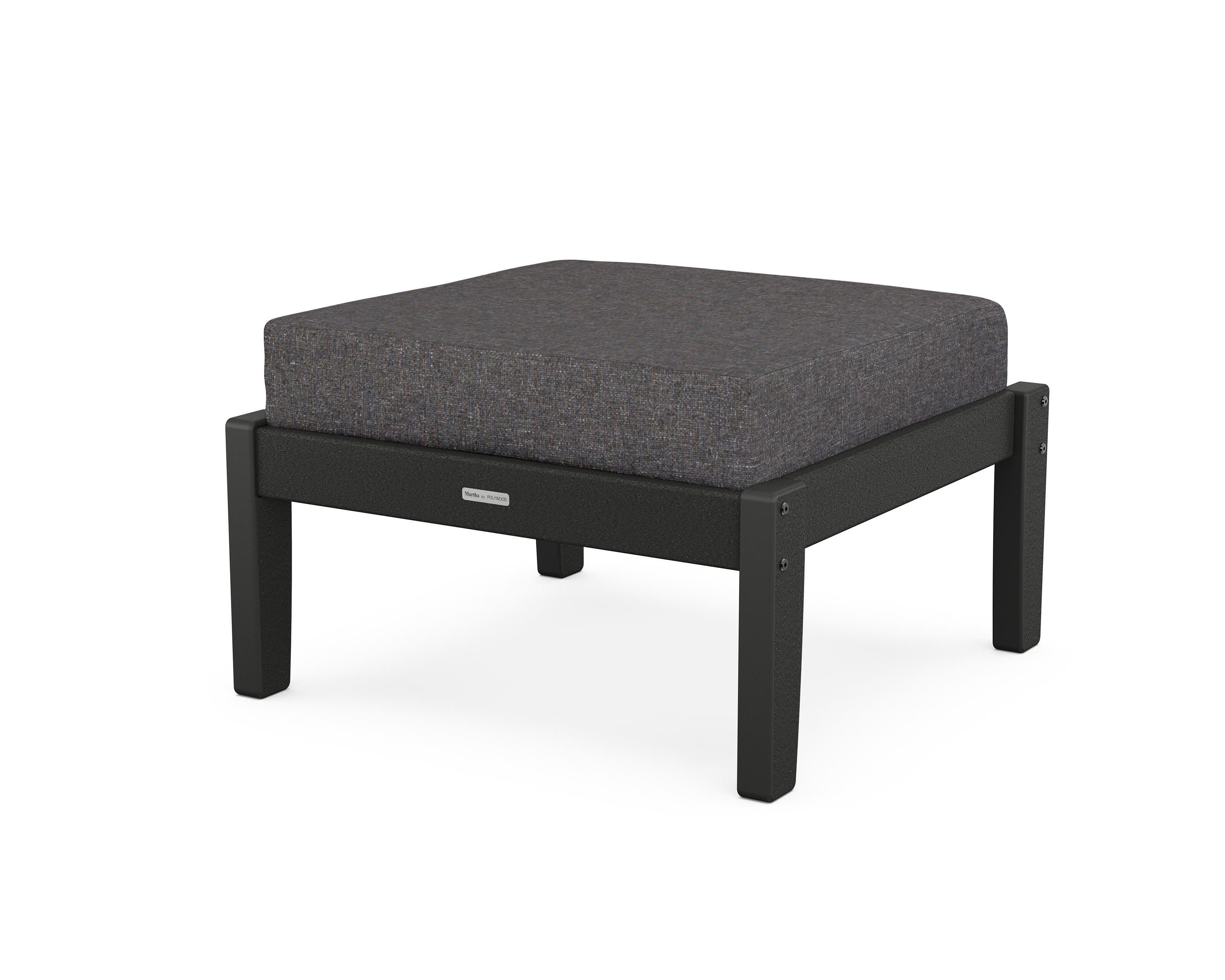 Chinoiserie Deep Seating Ottoman in Black / Ash Charcoal