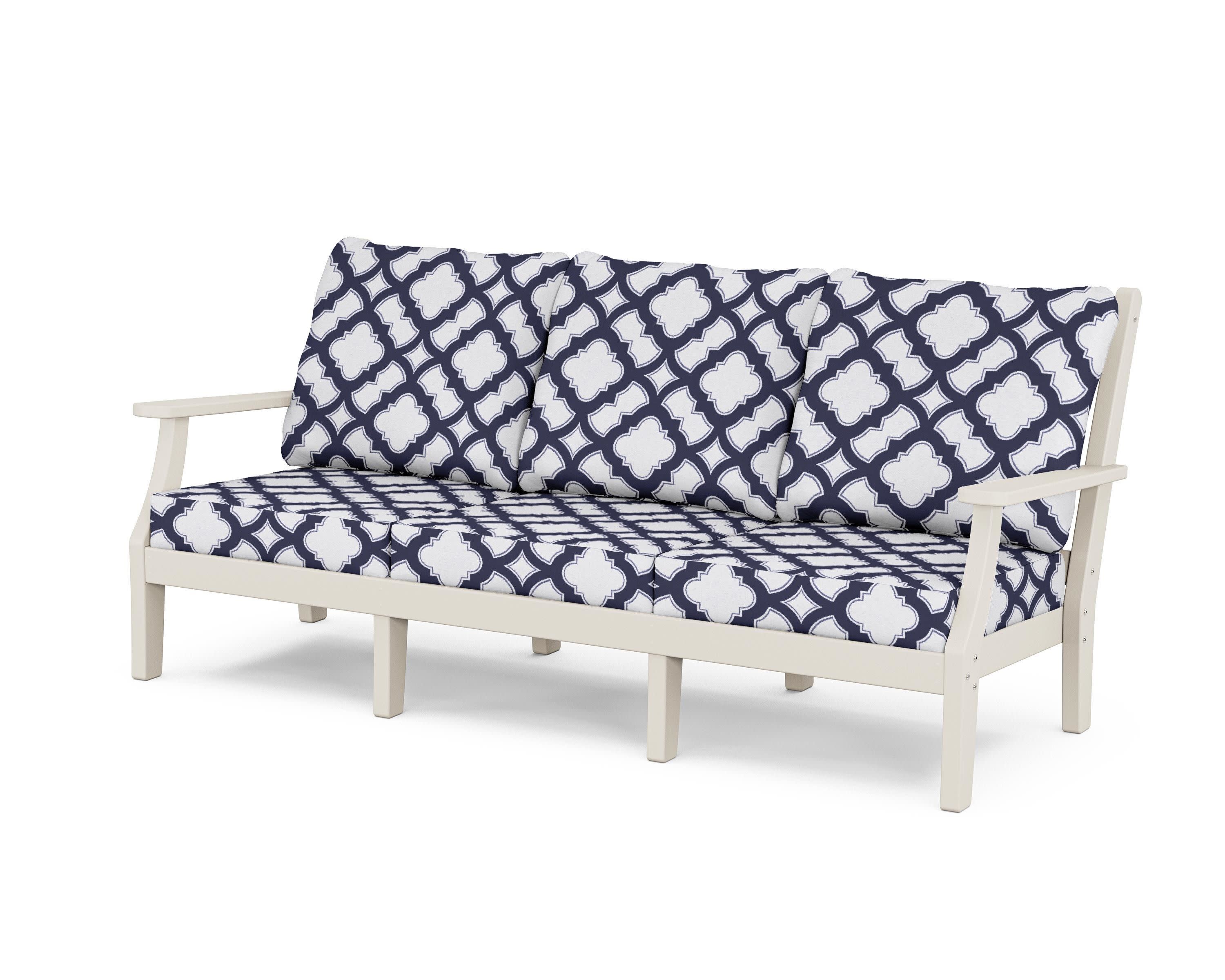 Wovendale Deep Seating Sofa in Sand / Trellis Navy