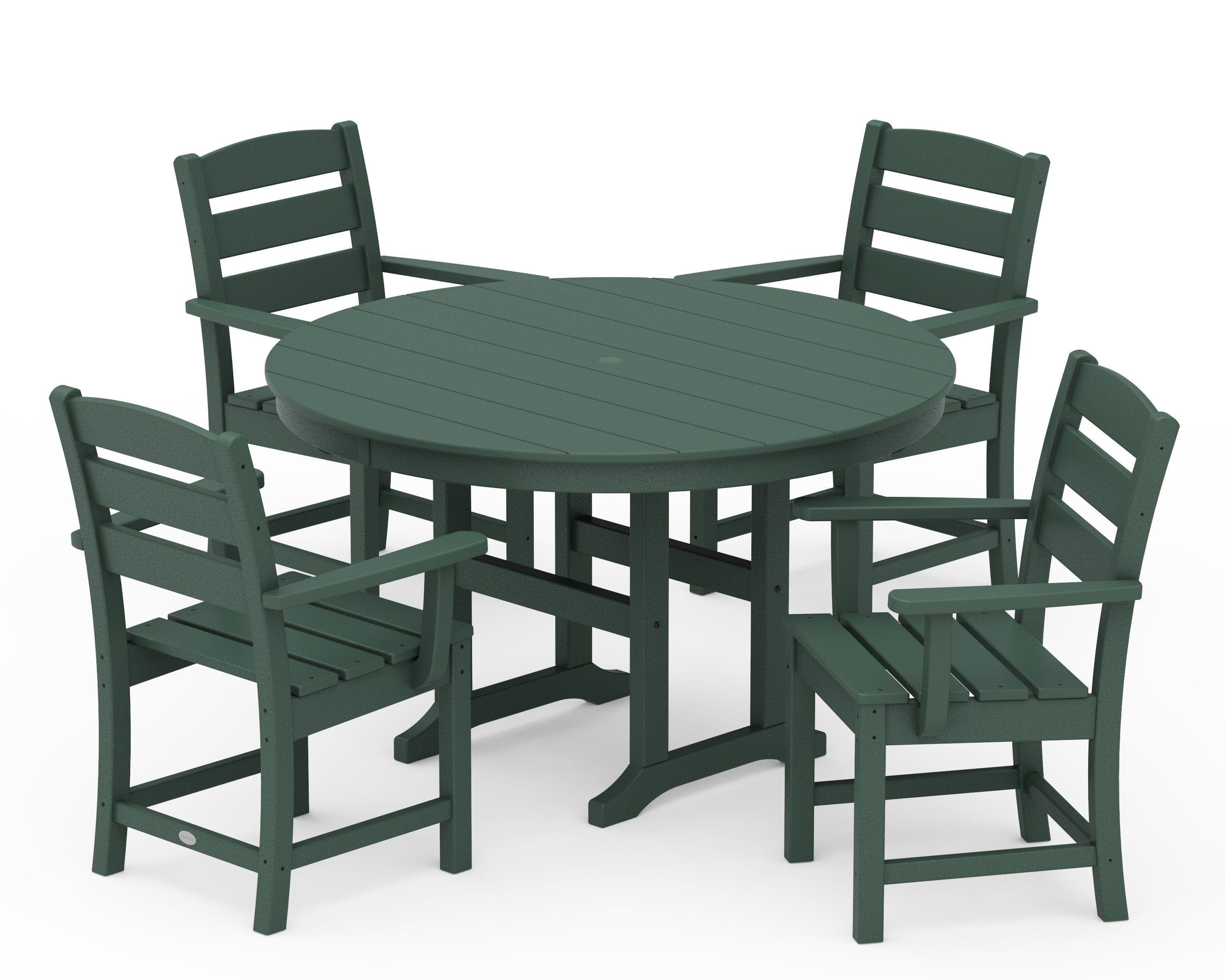 Lakeside 5-Piece Round Farmhouse Dining Set in Green