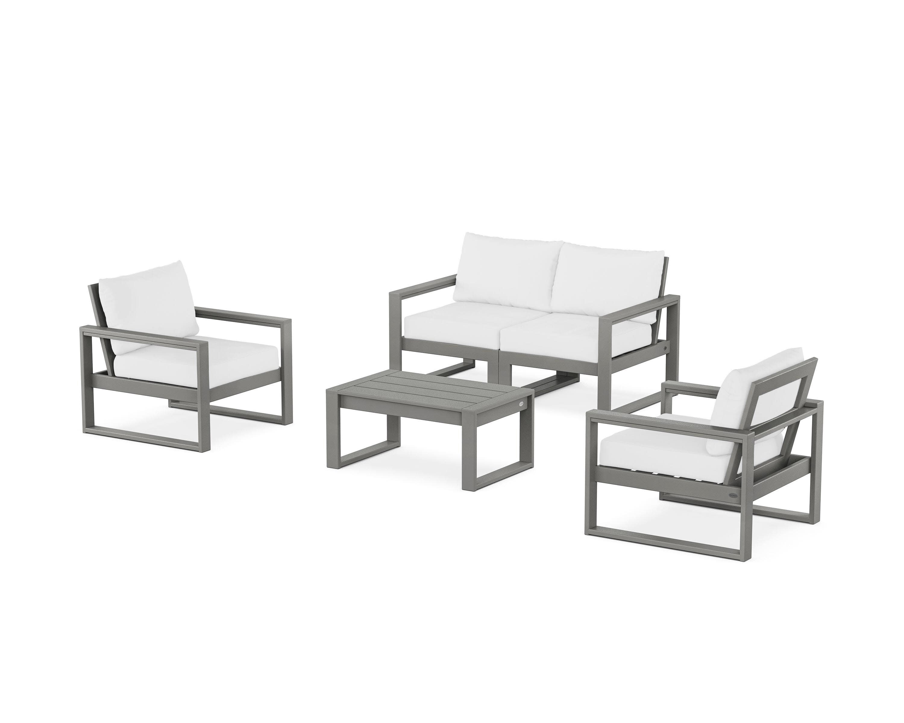 EDGE Sectional 4-Piece Deep Seating Set with Loveseat in Slate Grey / Natural