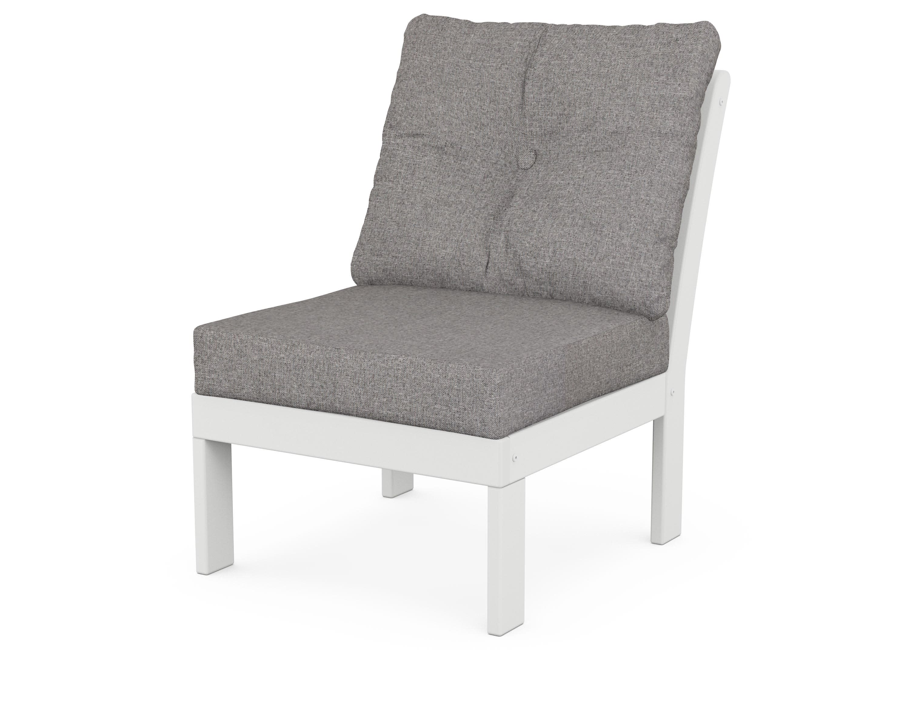 Vineyard Modular Armless Chair in White / Grey Mist