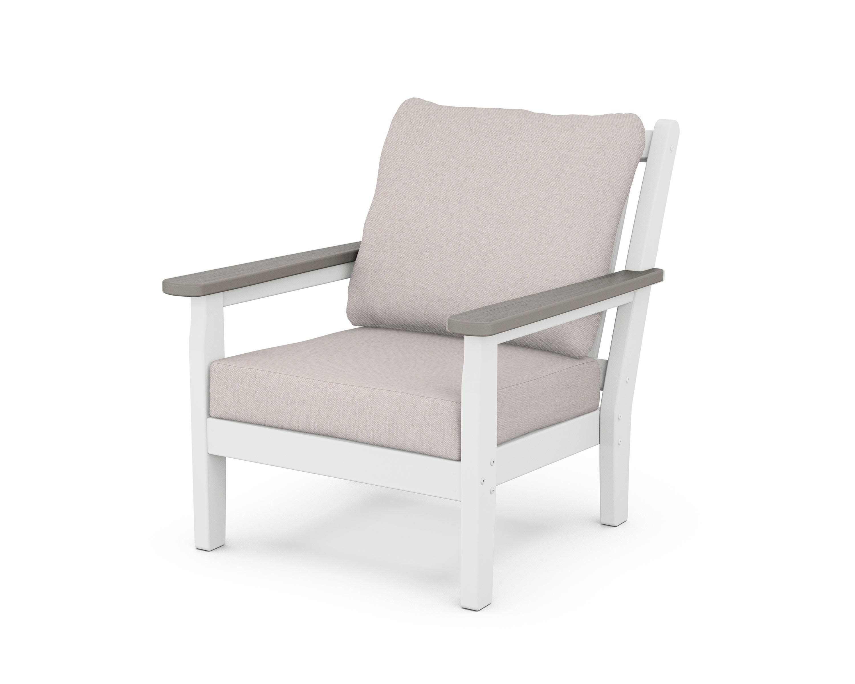 Chippendale Deep Seating Chair in White / Driftwood / Dune Burlap
