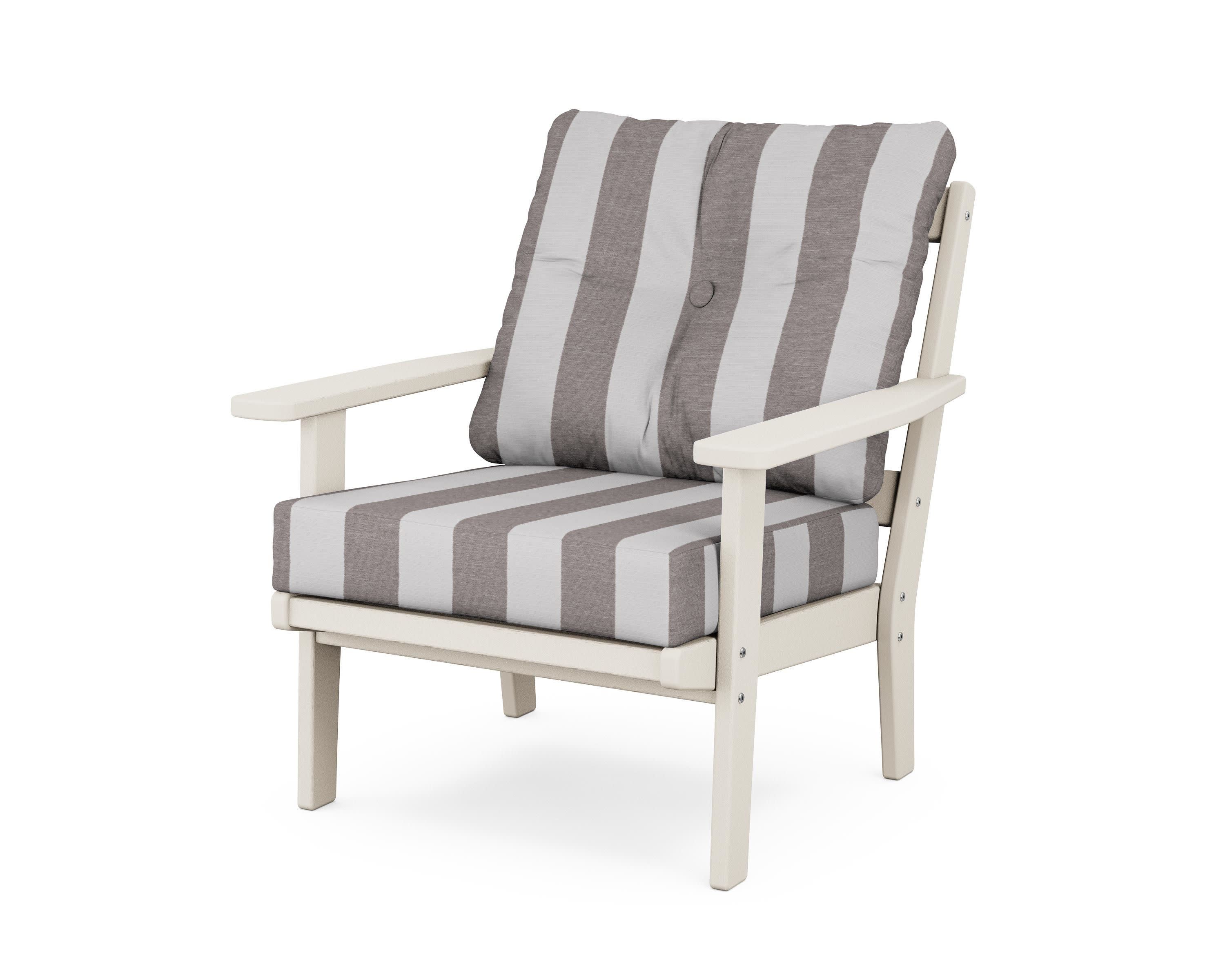 Oxford Deep Seating Chair in Sand / Cabana Stripe Grey Mist
