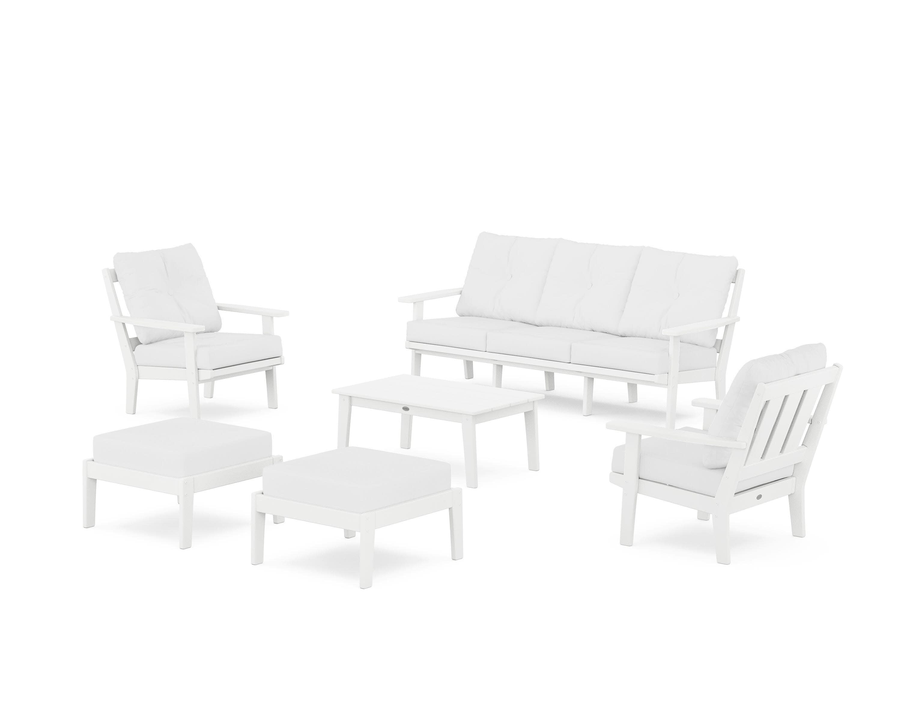 Oxford 6-Piece Lounge Sofa Set in White / Natural