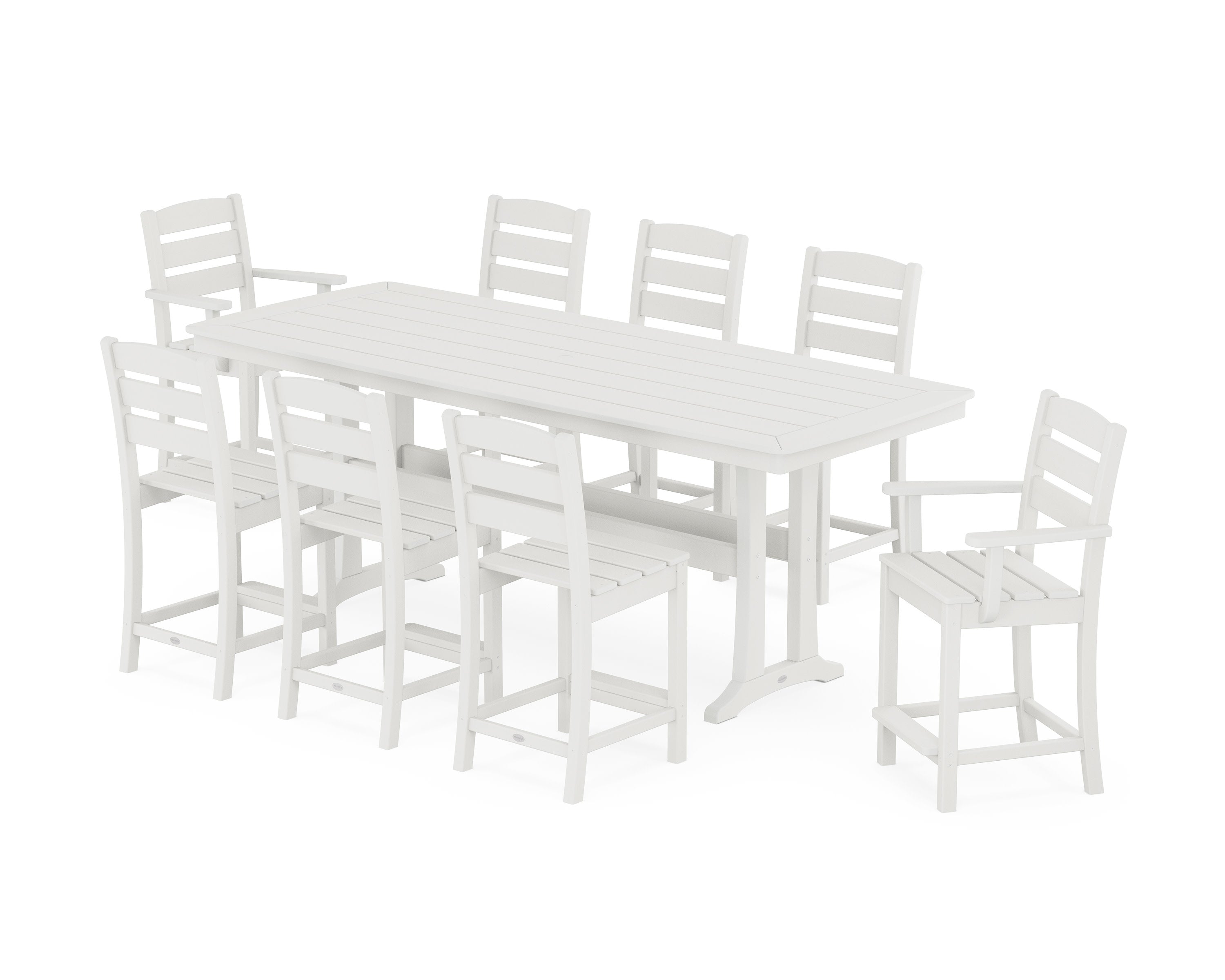Lakeside 9-Piece Counter Set with Trestle Legs in White
