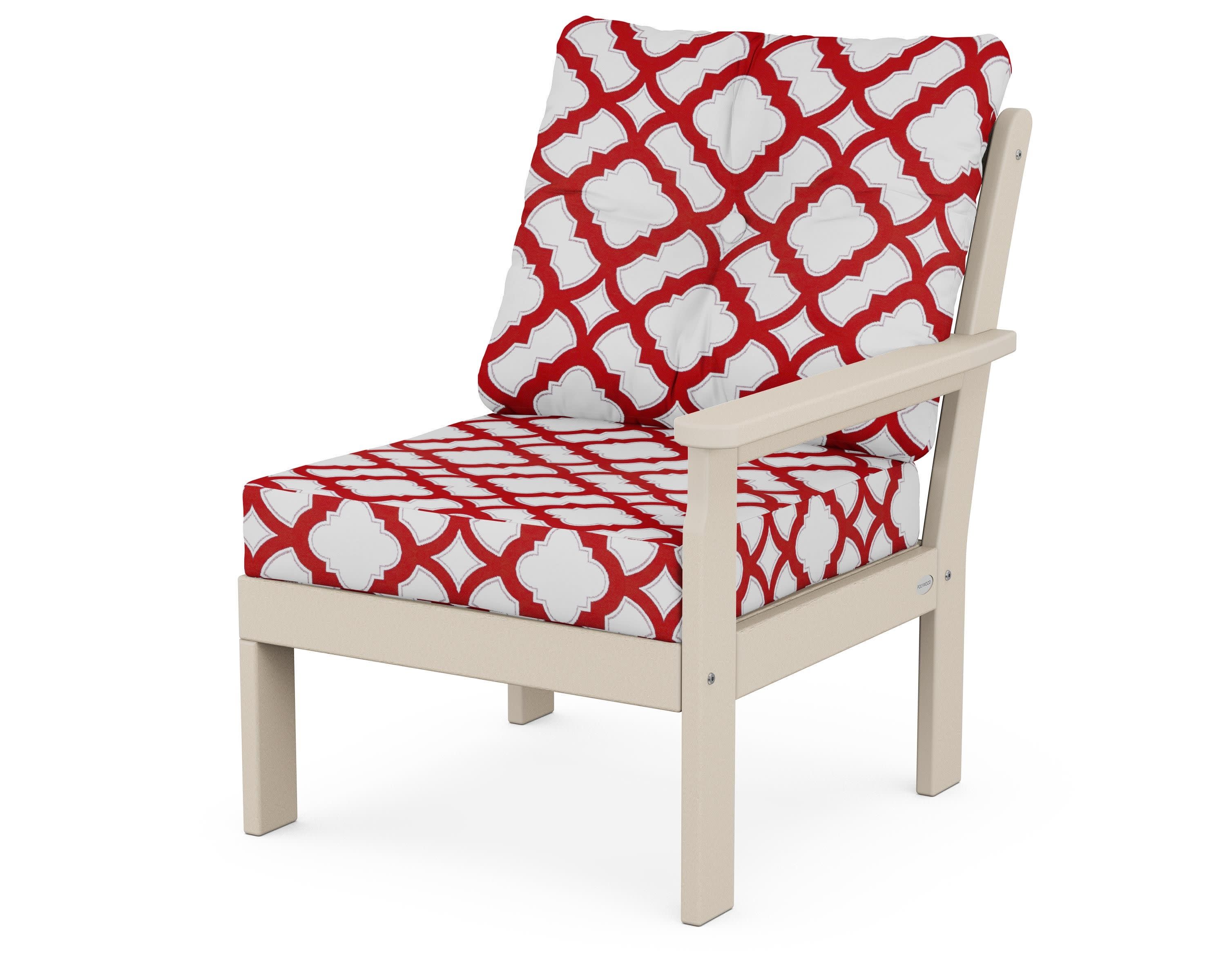 Vineyard Modular Right Arm Chair in Sand / Trellis Crimson