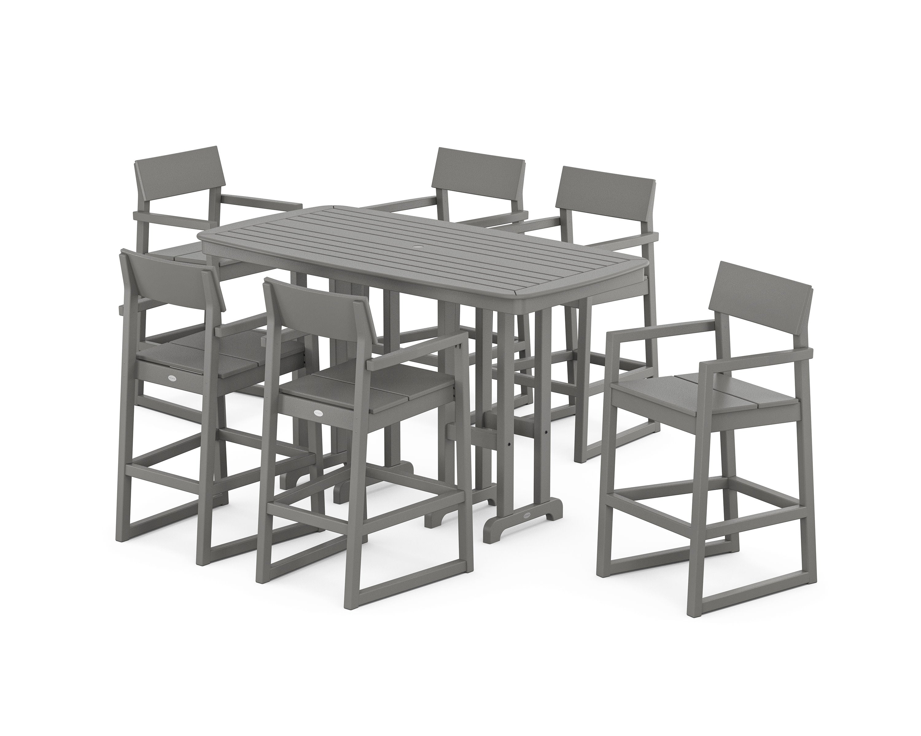 EDGE Arm Chair 7-Piece Bar Set in Slate Grey
