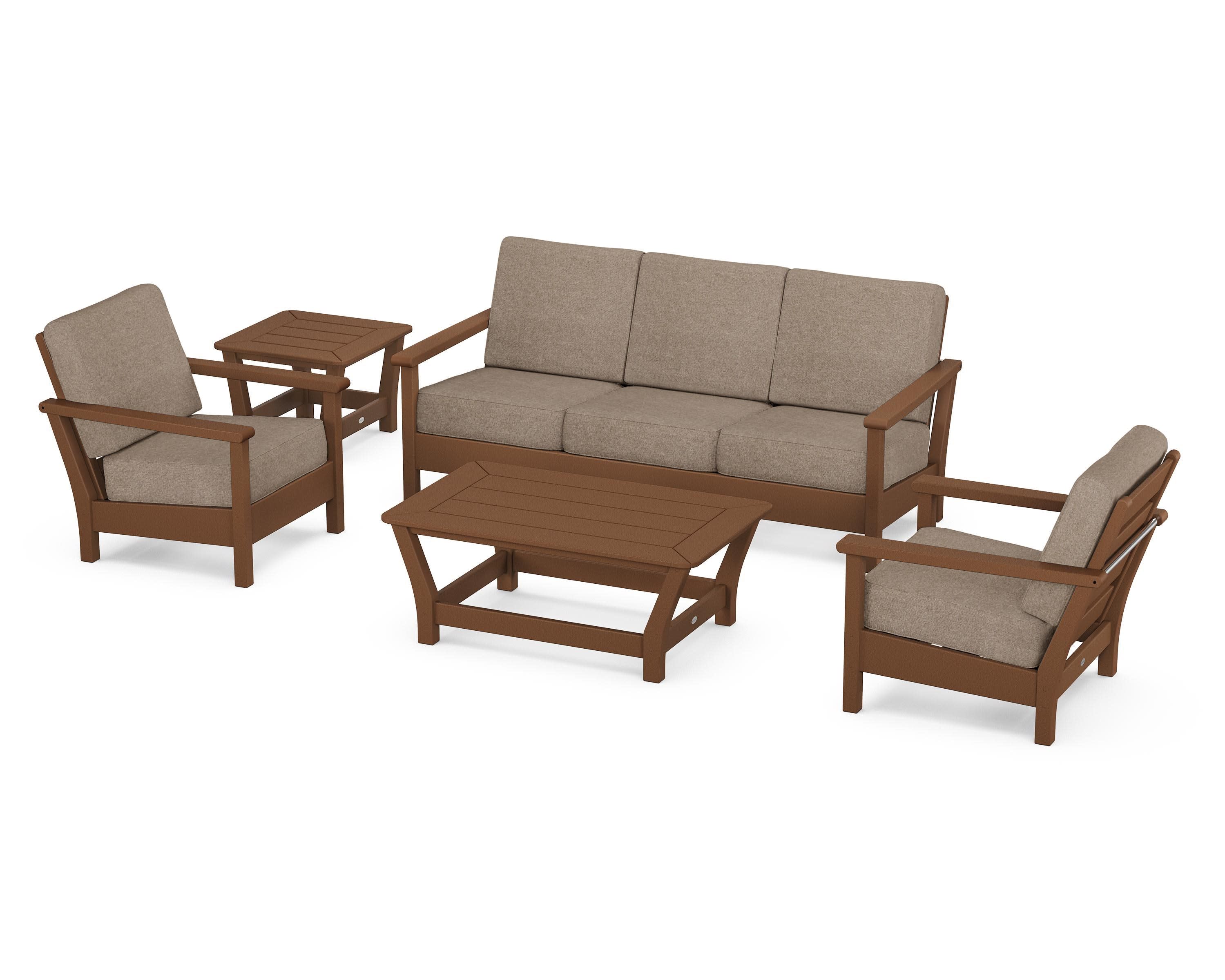 Harbour 5-Piece Deep Seating Set in Teak / Spiced Burlap