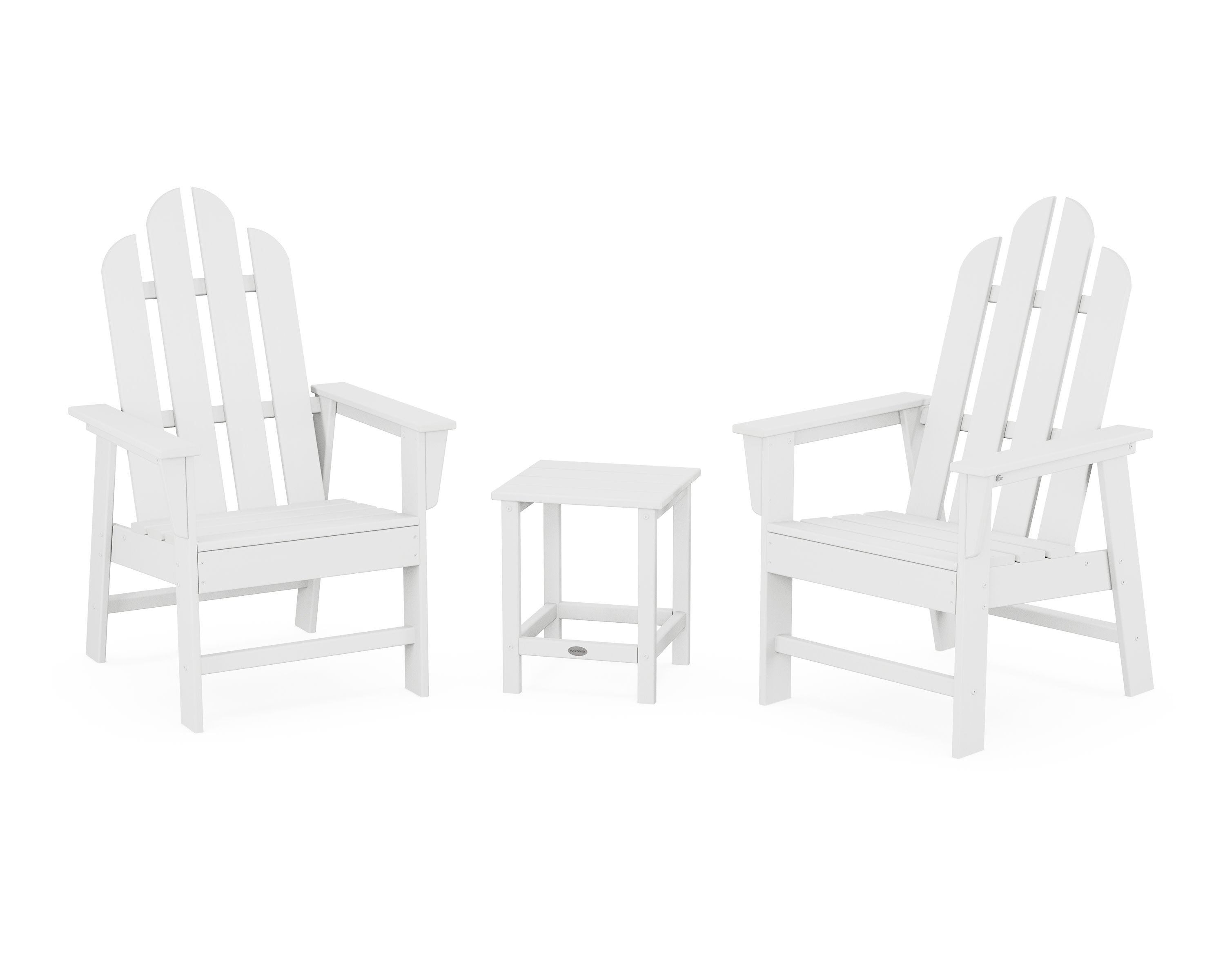 Long Island 3-Piece Upright Adirondack Chair Set in White